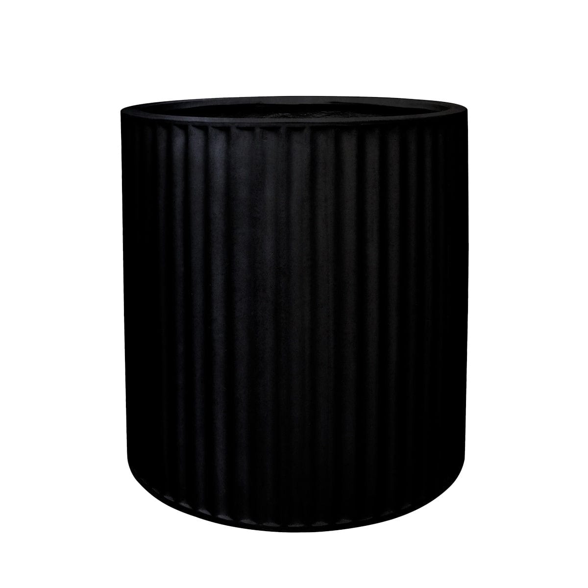 Piako Ribbed Cylinder Planter - Medium Size, Black - Modern Home & Office Decor for Plants - Perfect for Indoor Succulents, Herbs & Small Flowers
