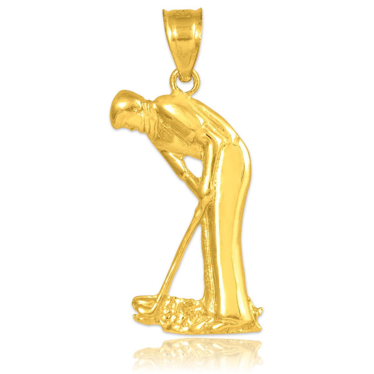 10K Yellow Gold Golf Putter Charm Pendant Necklace for Men & Women – Perfect Gift for Golf Lovers & Sports Enthusiasts