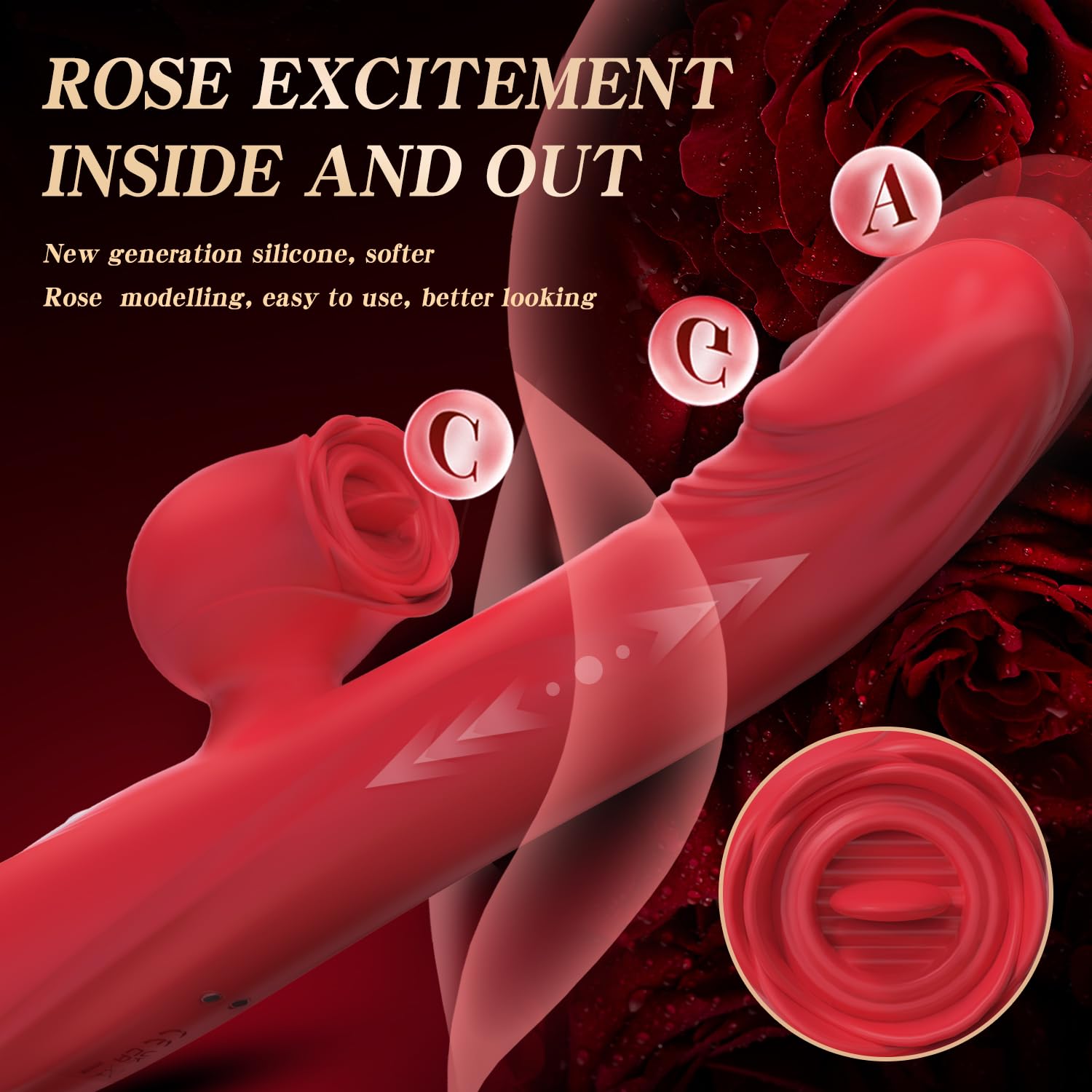 Realistic Rose Vibrator with 7 Vibration Modes - G Spot & Clitoral Stimulation Silicone Dildo for Women & Couples | Rabbit Sex Toy for Solo Play & Intimate Moments