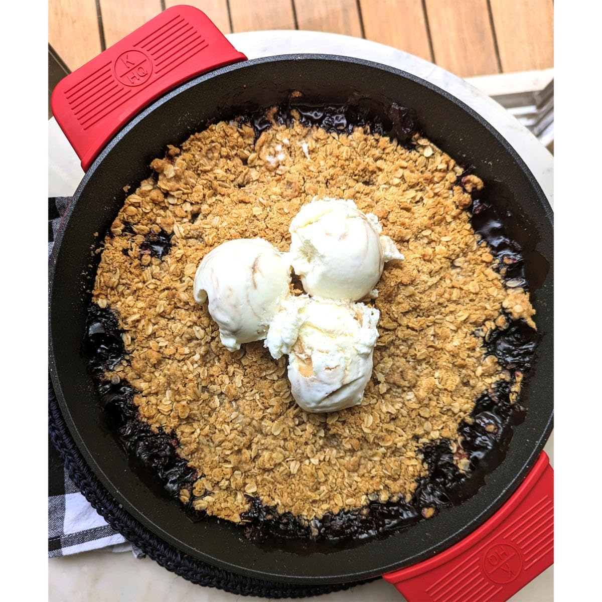 Kitchen HQ 4.5-Quart Cast Iron Nonstick Braiser Pan with Lid - Oven Safe, Renewed - Perfect for Searing, Braising & Slow Cooking in Kitchen