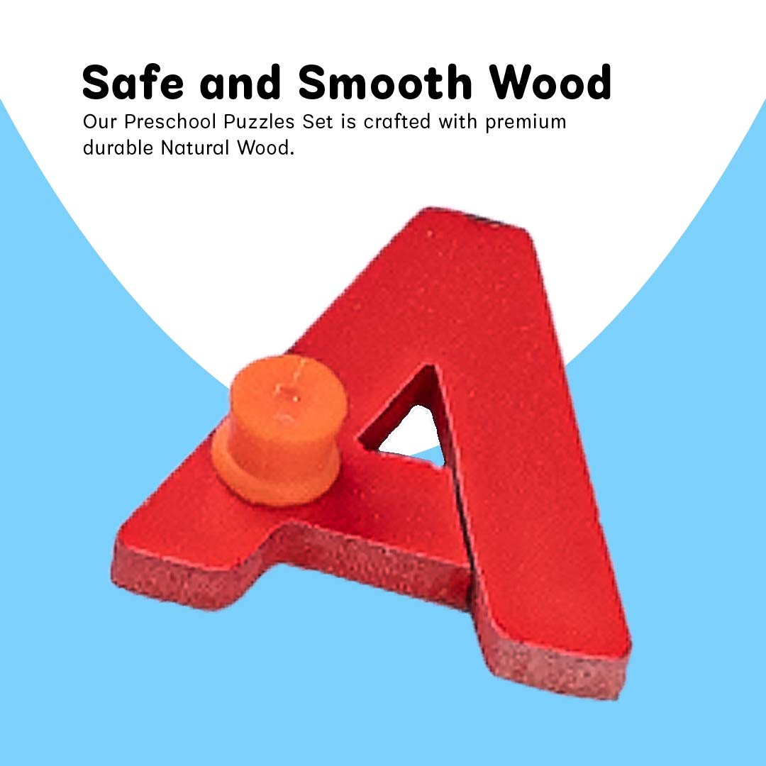 Baybee Wooden Alphabet Puzzle - Educational ABC Learning Toy for Kids Ages 3+ | Montessori Letter Recognition Game with Pictures | Perfect for Preschool Learning, Homeschooling & Birthday Gifts for Boys & Girls