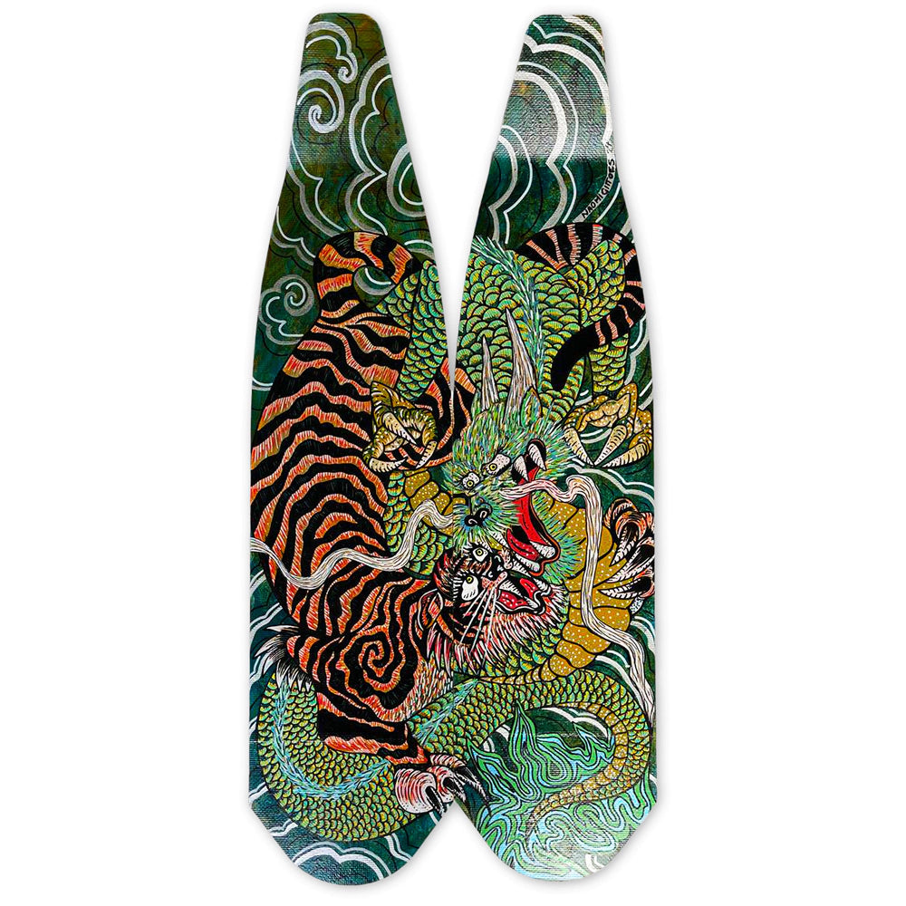 Custom Hand-Painted Free Diving Carbon Fin Blades by Naomi Gittoes | Professional Scuba & Spearfishing Gear for Ocean Adventures