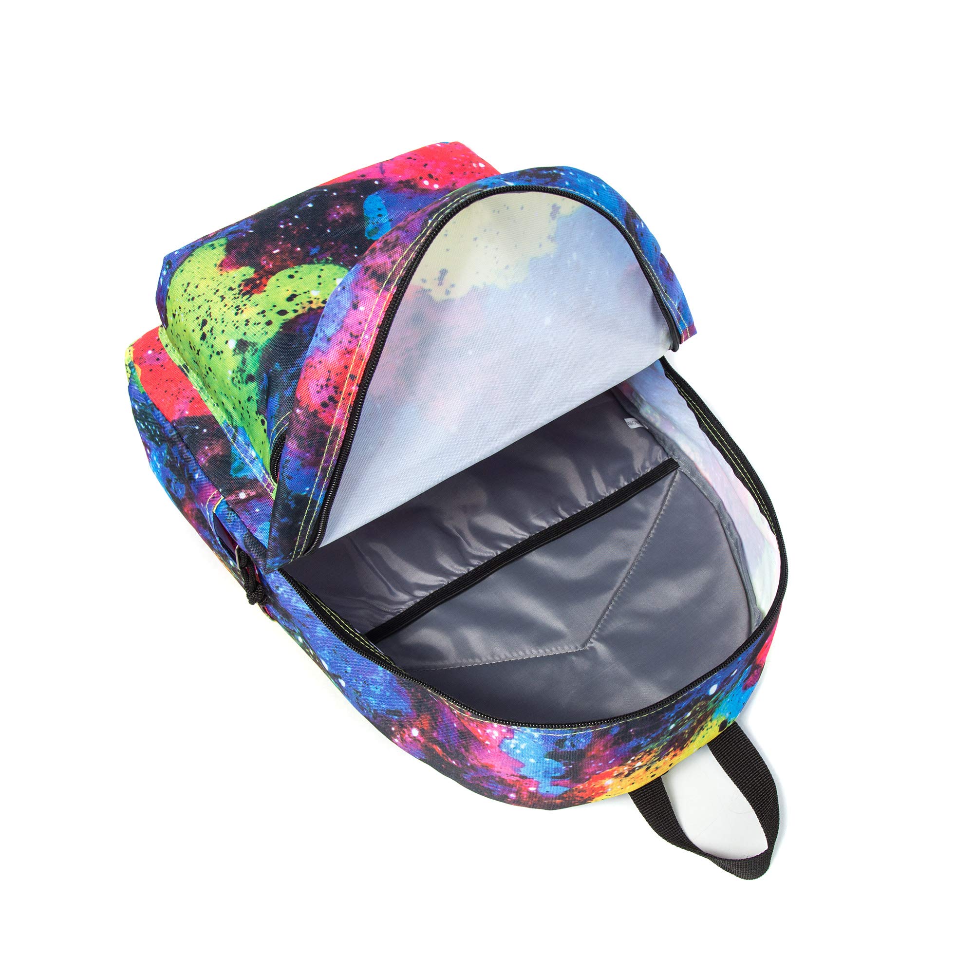 K-Cliffs Classic Backpack for School & Travel - Lightweight Student Backpack with Laptop Compartment (Fits Chromebook), Water Bottle Holder & Padded Straps - Rainbow Printed Design - Perfect for College, Work, Commuting & Outdoor Adventures