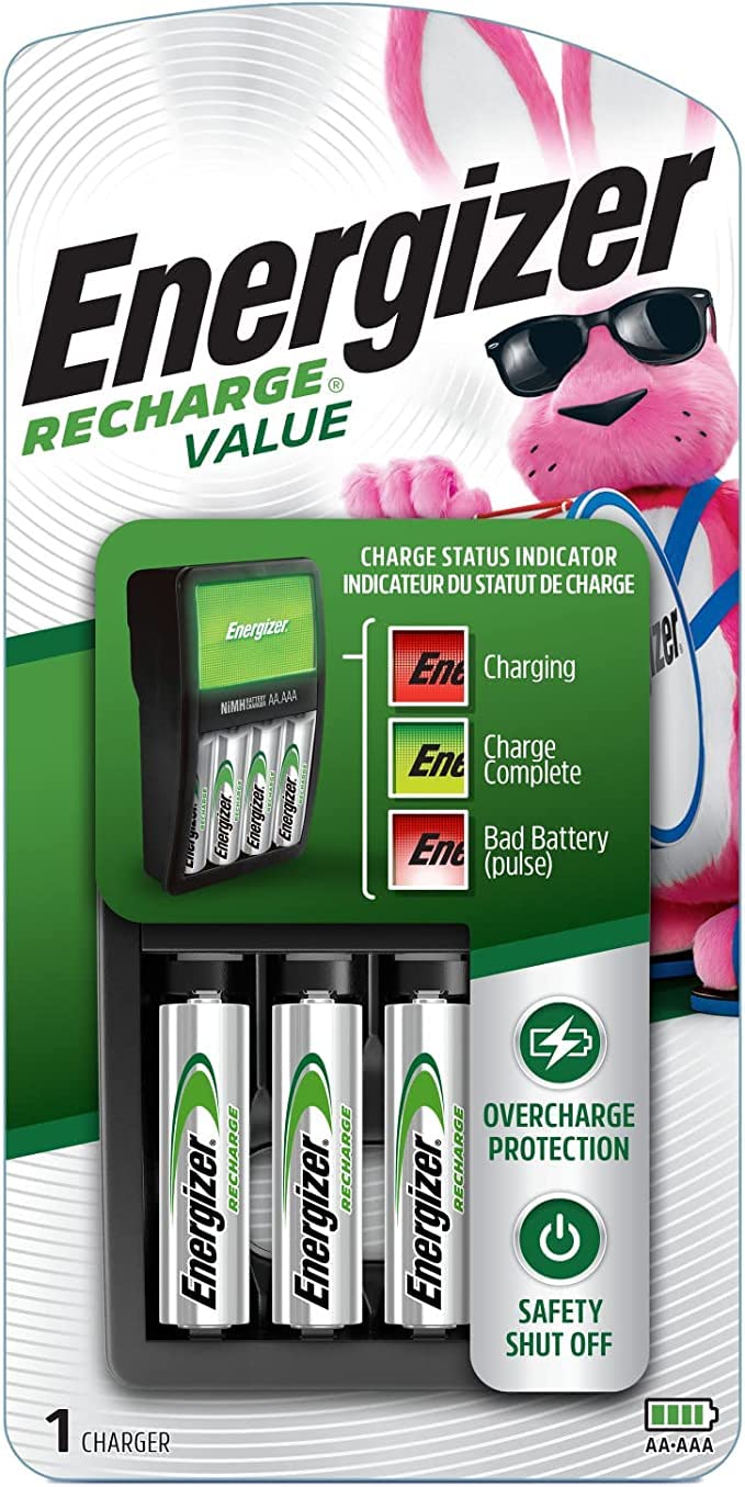 Energizer Rechargeable AAA Batteries (12 Pack) with AA Battery Charger Kit - High Performance NiMH Batteries for Cameras, Toys, Flashlights & Electronics