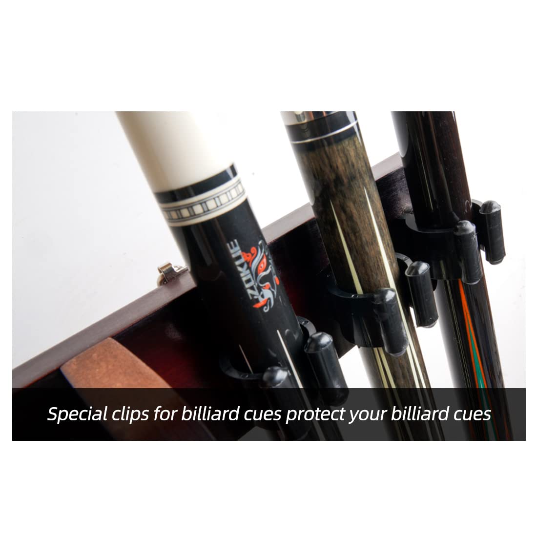 Premium Wooden Billiard Rack Wall Mount - Holds 6 Pool Cues & Complete Ball Set (Cues/Balls Not Included) | Perfect for Game Rooms, Bars & Home Pool Tables