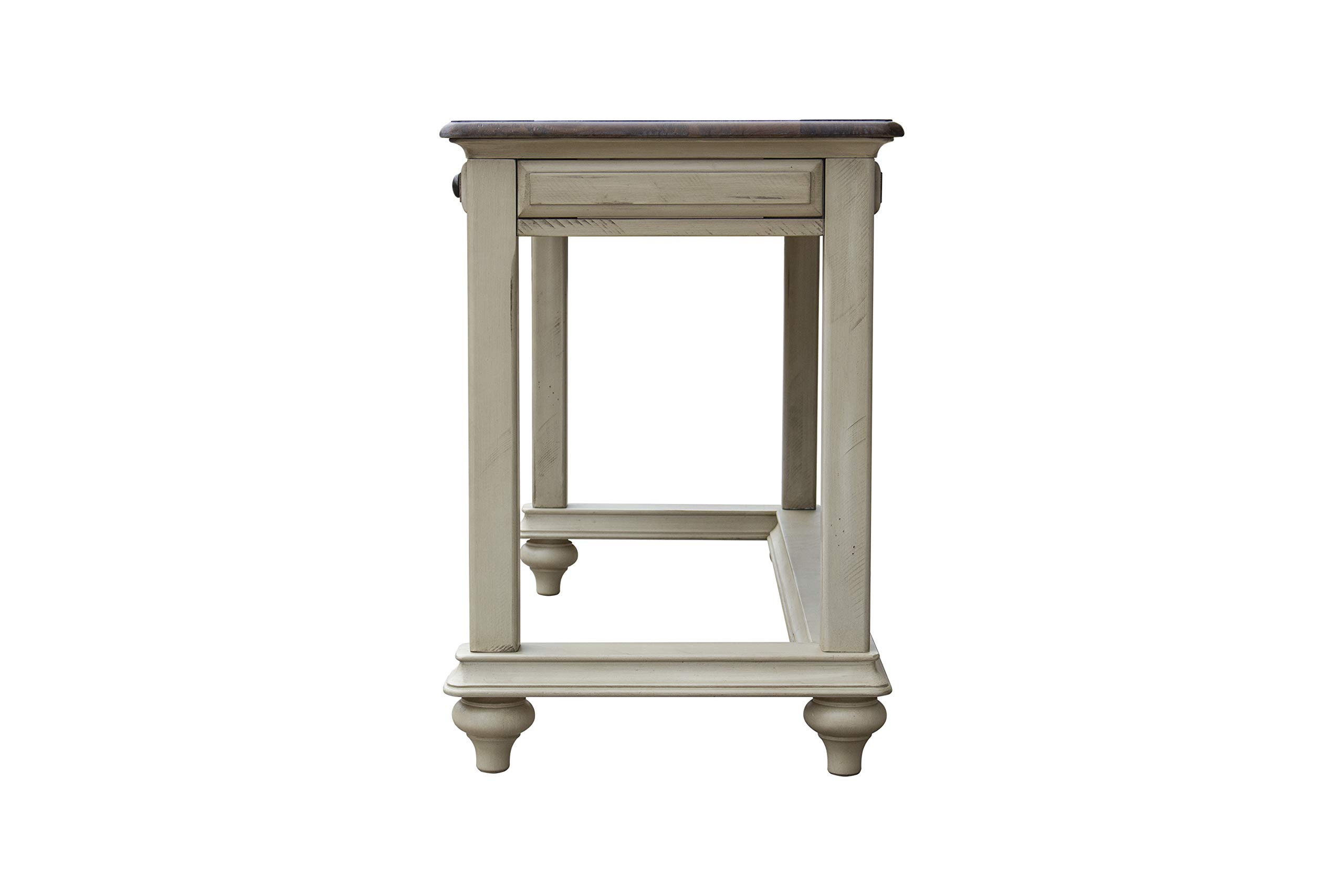 Sunset Trading Shades of Sand Computer Desk in Antique White & Natural Walnut - Perfect for Home Office, Study Room & Workspace