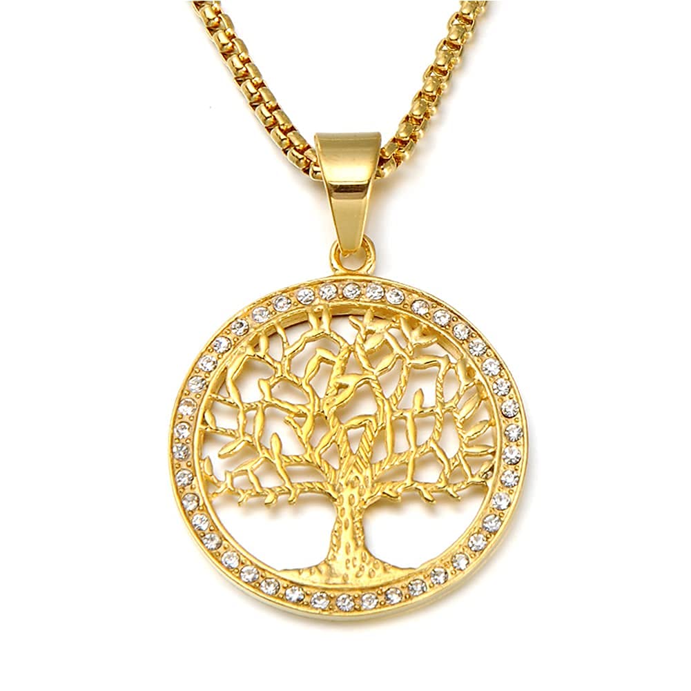 LZLYER 316L Stainless Steel Talisman Necklace for Men & Women - Rapper Hip Hop Ethnic Style Amulet Pendant with Diamond Accents | Perfect for Streetwear, Music Festivals and Gift Giving