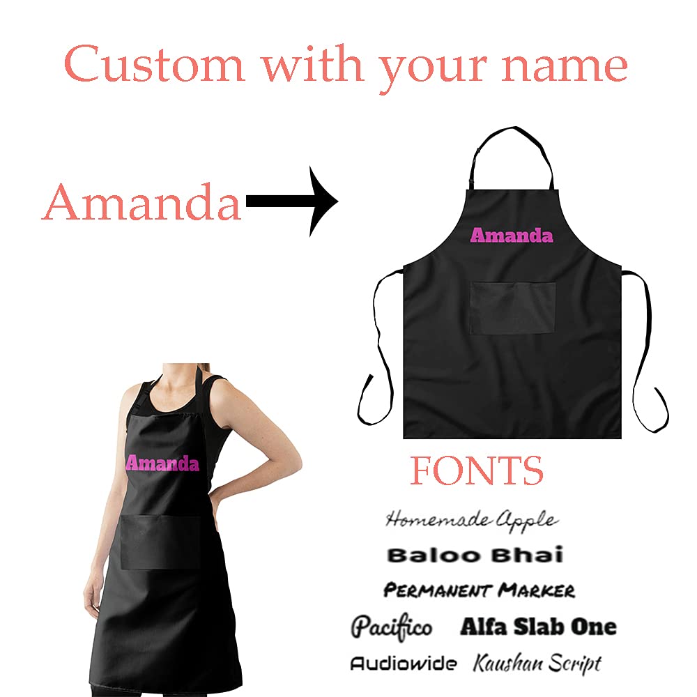 Custom Personalized Aprons for Women - Adjustable Bib Apron with Pockets - Monogrammed Chef & Kitchen Apron - Perfect for Cooking, Baking, BBQ & Housewarming Gifts