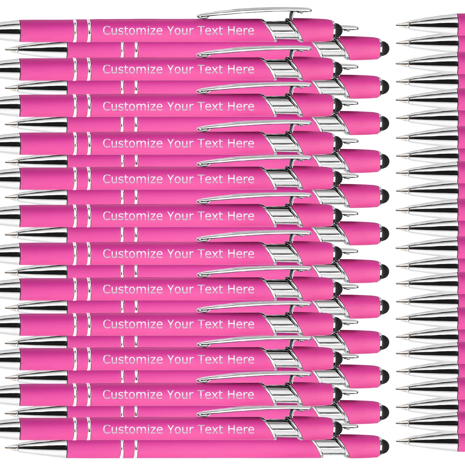 Custom Engraved Ballpoint Pens Bulk 100 Pack - Personalized Stylus Tip Pens with Name/Message - Medium Point Black Ink - Ideal for Office, Birthday & Graduation Gifts for Men & Women - Perfect for Corporate Events, School Supplies & Promotional Giveaways