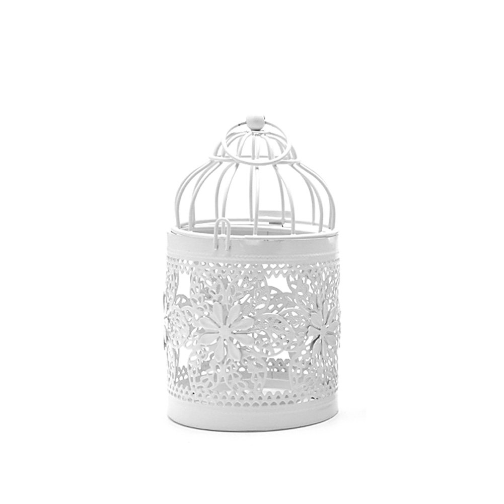 Vintage Wrought Iron Bird Cage Hanging Lantern - Hollow Holder for Candles & Tealights | Perfect for Wedding Decor, Garden Parties & Romantic Home Ambiance