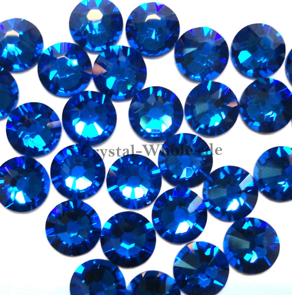 144 pcs Swarovski 2088 Xirius 16ss Flat Back Rhinestones - 4mm Round Capri Blue (243) & Aqua Sapphire for DIY Jewelry, Nail Art, and Craft Decoration | Wholesale Crystal Beads for Bling Accessories