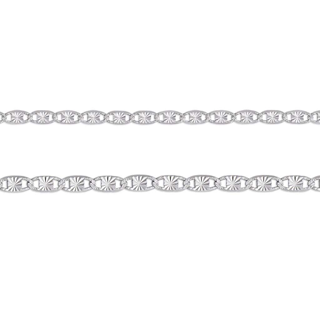 14K White Gold Valentin Chain Necklace for Women & Men - Italian Crafted Durable Link Jewelry - 16-24 Inch Length, 2.4-2.7mm Width - Perfect Shiny Gift for Anniversary, Birthday & Valentine's Day