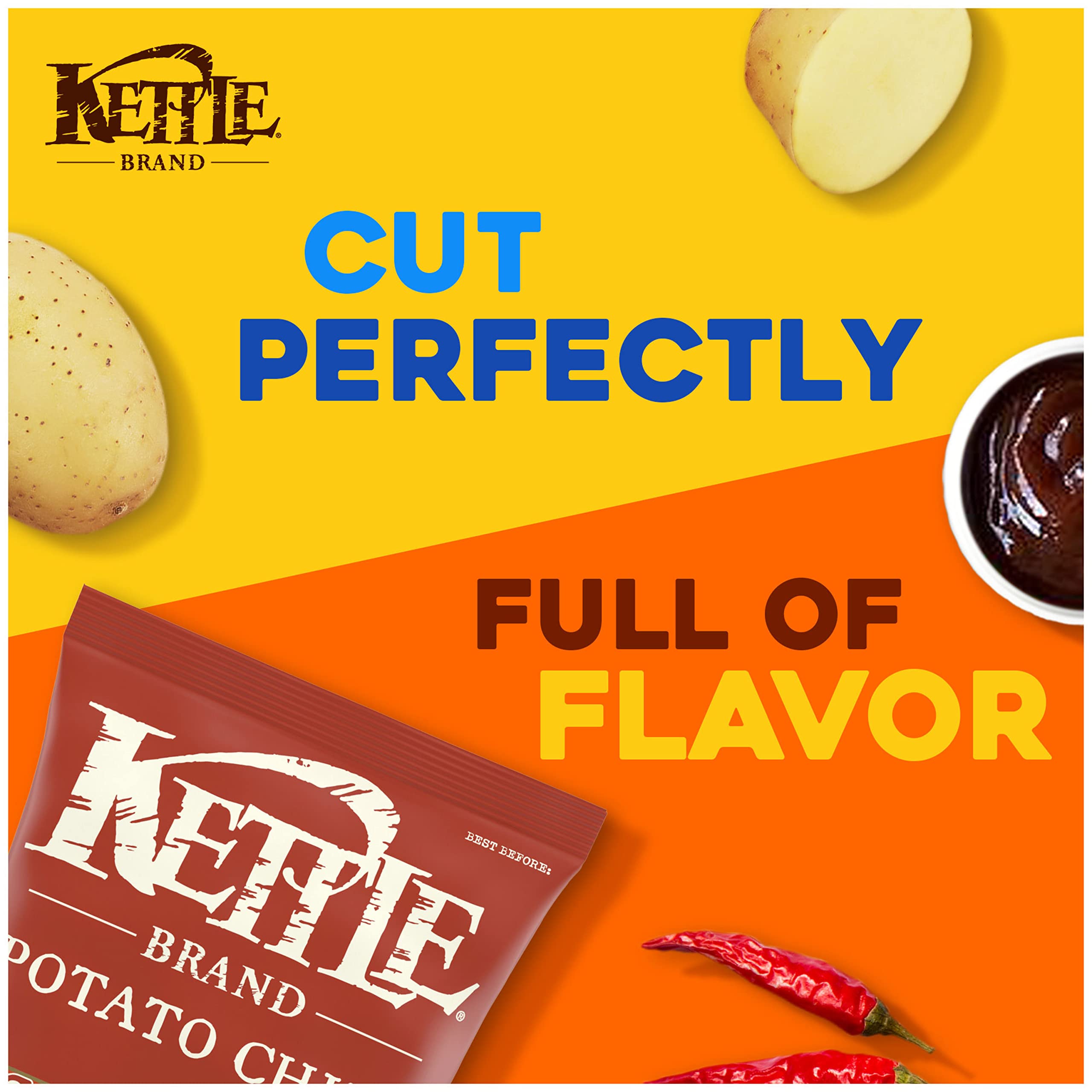 Kettle Brand Backyard Barbeque Kettle Potato Chips - 7.5 Oz Bag | Crunchy BBQ Flavored Snacks for Picnics, Parties & Game Day Snacking
