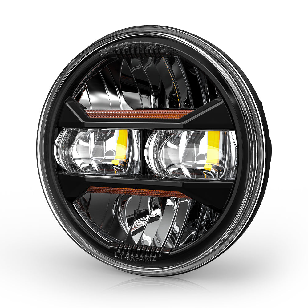 LOYO 5.75 Inch LED Headlights for Harley Davidson Motorcycles - Amber Turn Signal & White Daytime Running Lights (DRL) - High Performance Lighting for Night Riding and Safety