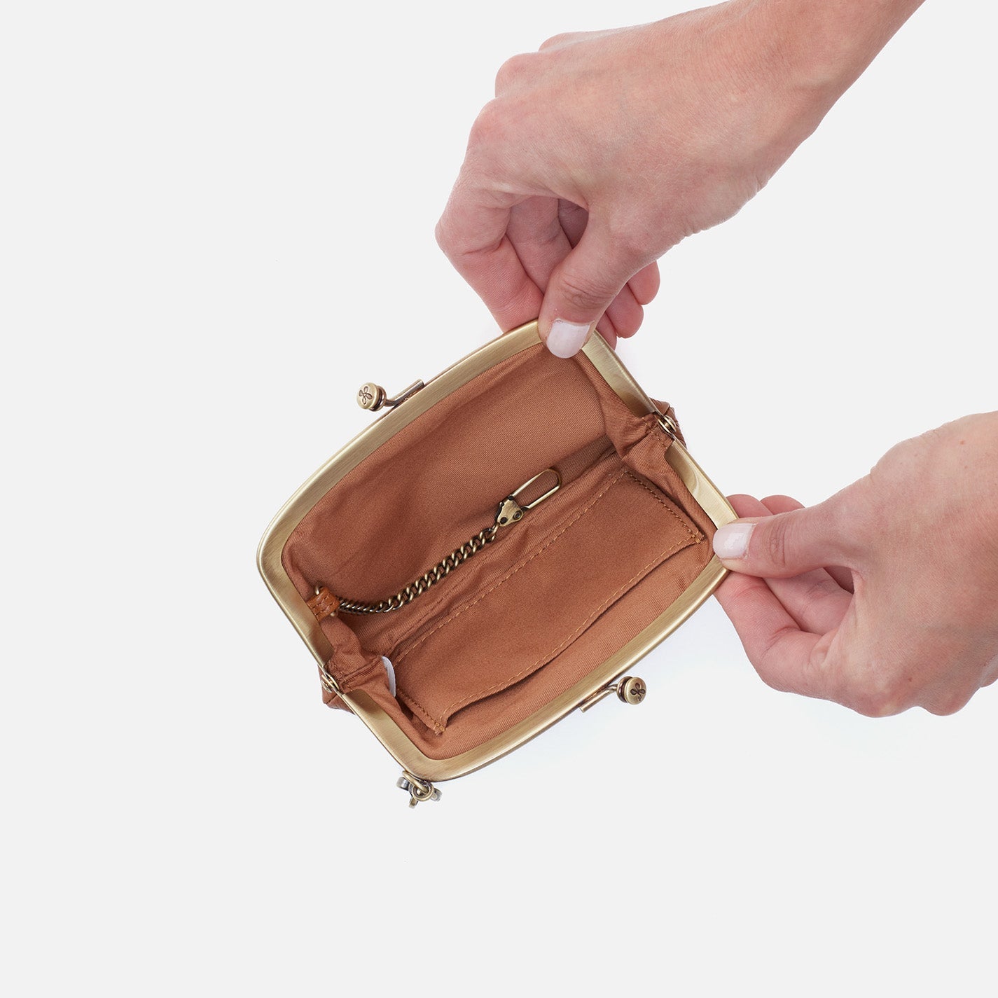 Premium Polished Leather Cheer Frame Pouch in Truffle Brown - Perfect for Everyday Essentials, Travel & Work Accessories Organization