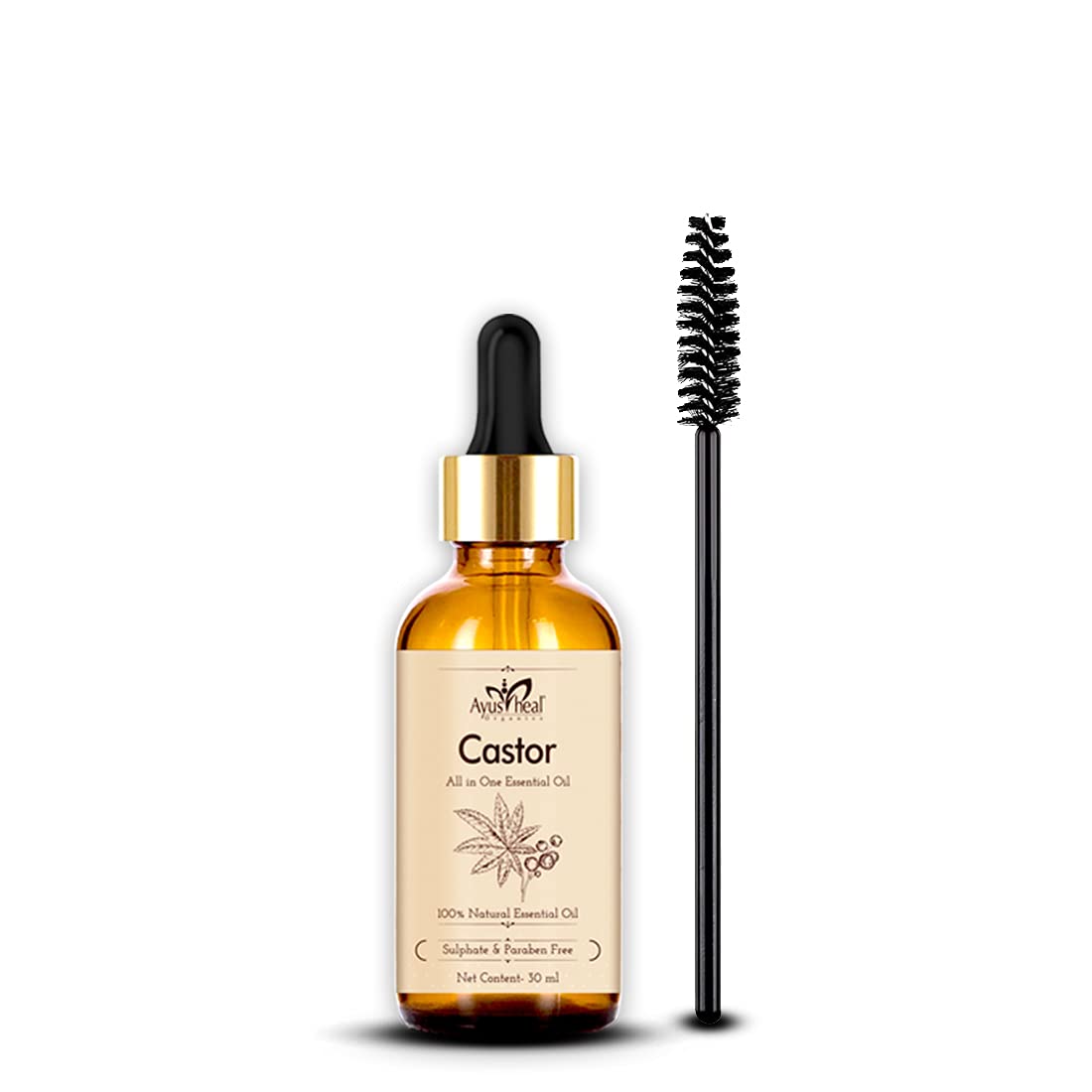 Ayusheal 100% Pure Cold Pressed Castor Oil for Hair Growth, Skin Care & Nail Strength - 30ml Natural Treatment - No Mineral Oil or Silicones - Perfect for Hair Masks, Eyelash Growth & Dry Skin Hydration