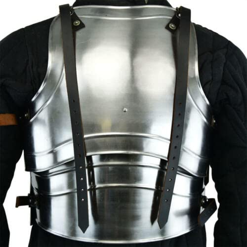 Medieval Knight 18 Gauge Steel Cuirass Warrior Breastplate - Black Armor for LARP, Cosplay & Renaissance Fairs - Perfect Gift for History Enthusiasts & Collectors