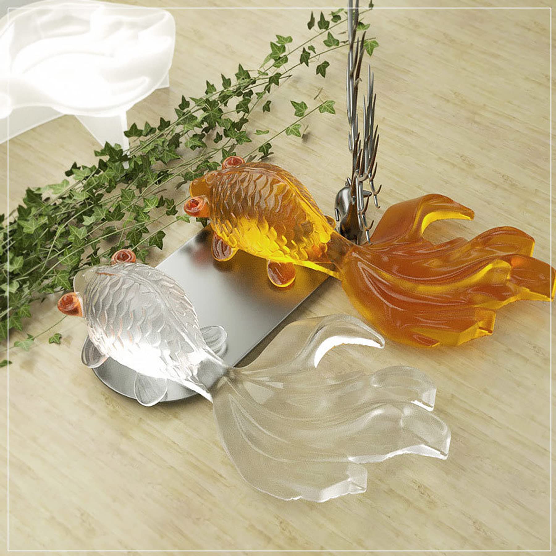 Yayatty 2-Piece Goldfish & Koi Fish Silicone Resin Molds - DIY Epoxy Craft Molds for Animal Shaped Resin Art - Perfect for Home Decor, Office Desk Ornaments, and Handmade Gift Making