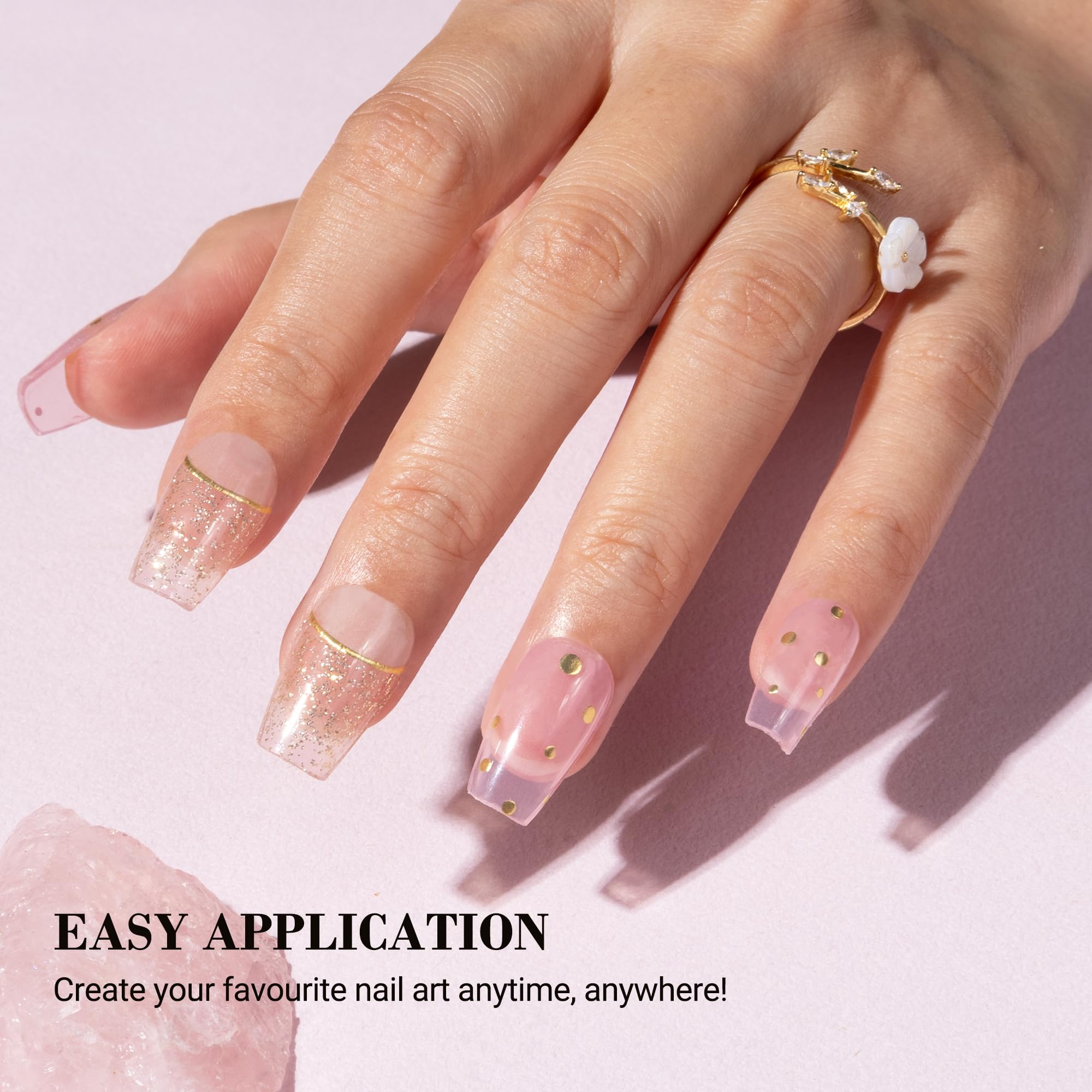 MelodySusie 20-Pack Semi Cured Gel Nail Strips - Salon Quality UV Nail Wraps & Stickers for Long-Lasting Manicures - Perfect for Home Nail Art, Parties, and Special Occasions (Crystal Design)