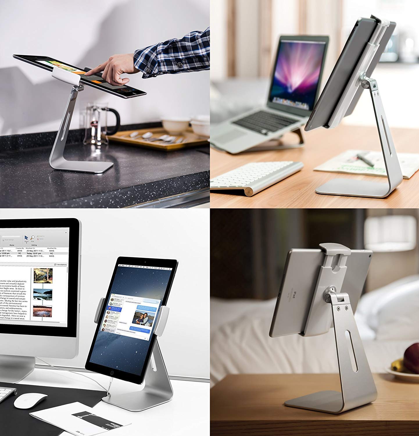 AboveTEK Adjustable Tablet Stand Holder for iPad 7-13 inch, iPad Pro/Air/Mini, Samsung Galaxy Tab, Nexus - Universal Desktop Stand for 4.7''-13.5'' Tablets & Phones - Perfect for Work, Study, Watching Videos & Video Calls
