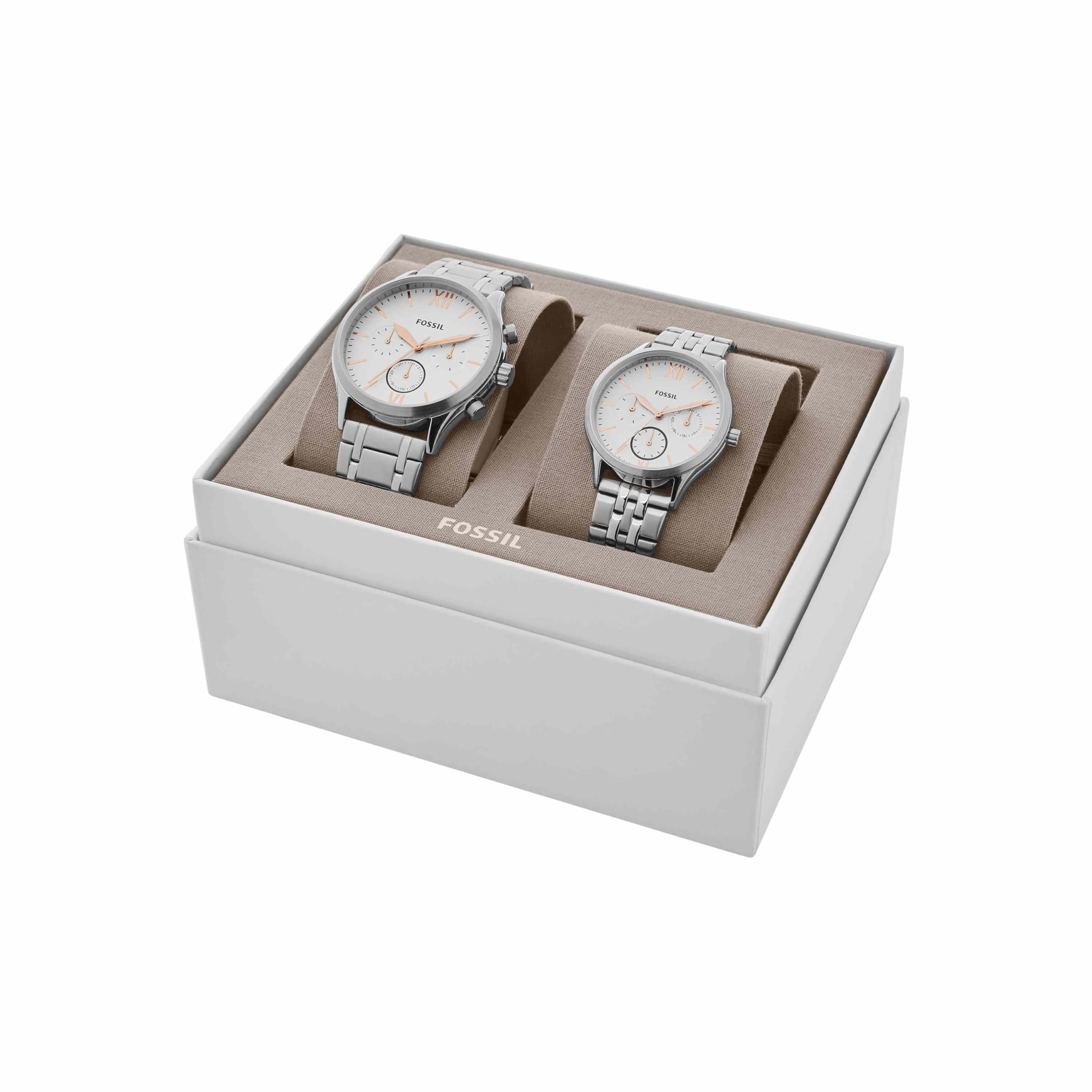 His and Her Fenmore Multifunctional Stainless Steel Watch Set - Perfect Couples Gift for Anniversary, Wedding & Valentine's Day - Waterproof & Elegant Design for Everyday Wear