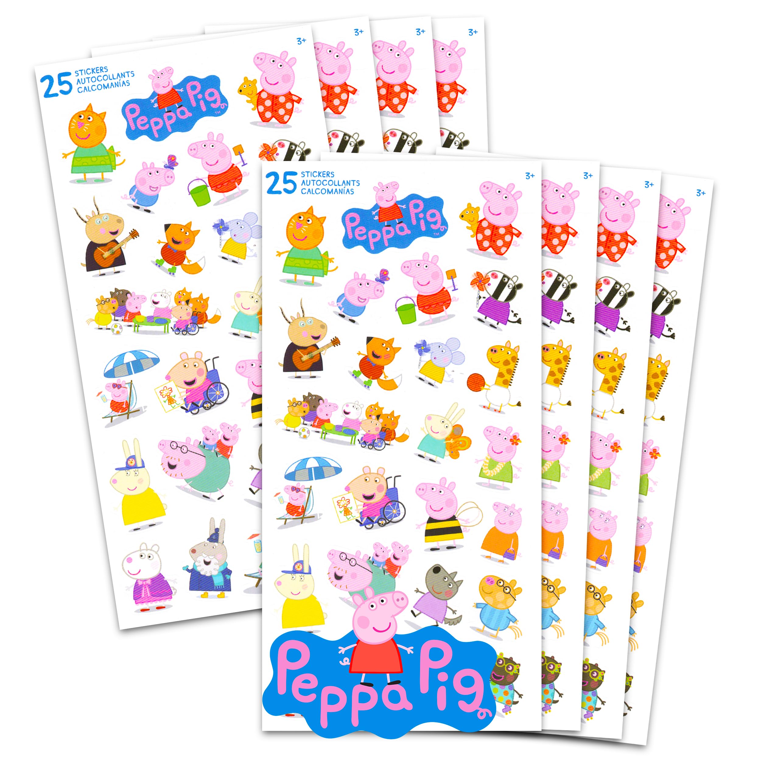 Peppa Pig Stickers Party Favors Set - 100+ Stickers & 8 Sheets for Kids Birthday Party Supplies | Perfect for Scrapbooking, DIY Crafts & School Projects
