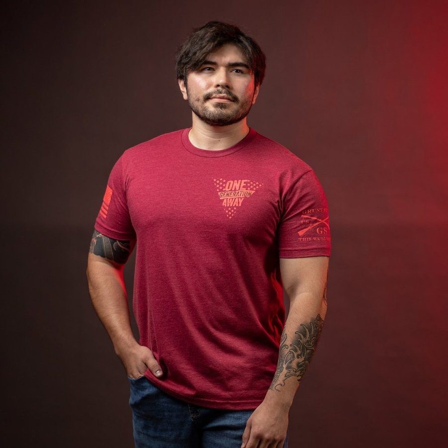 One Generation Away 2.0 T-Shirt - Premium Cotton Unisex Tee - Cardinal Red - Casual Streetwear & Patriotic Apparel for Everyday Wear