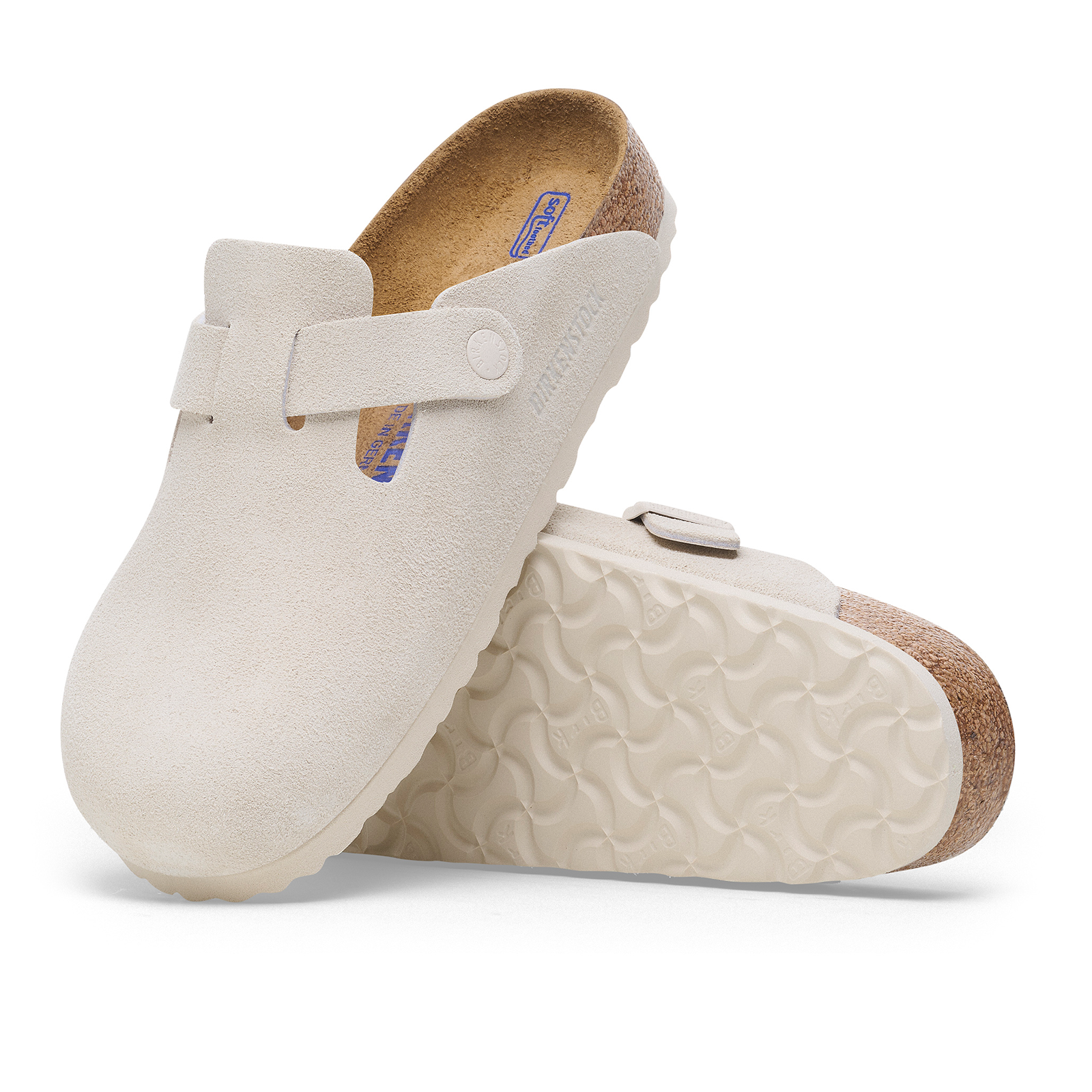Birkenstock Boston Soft Footbed Narrow Clog for Women - Antique White Suede | Comfortable House Slippers for Relaxing at Home, Office & Casual Outings