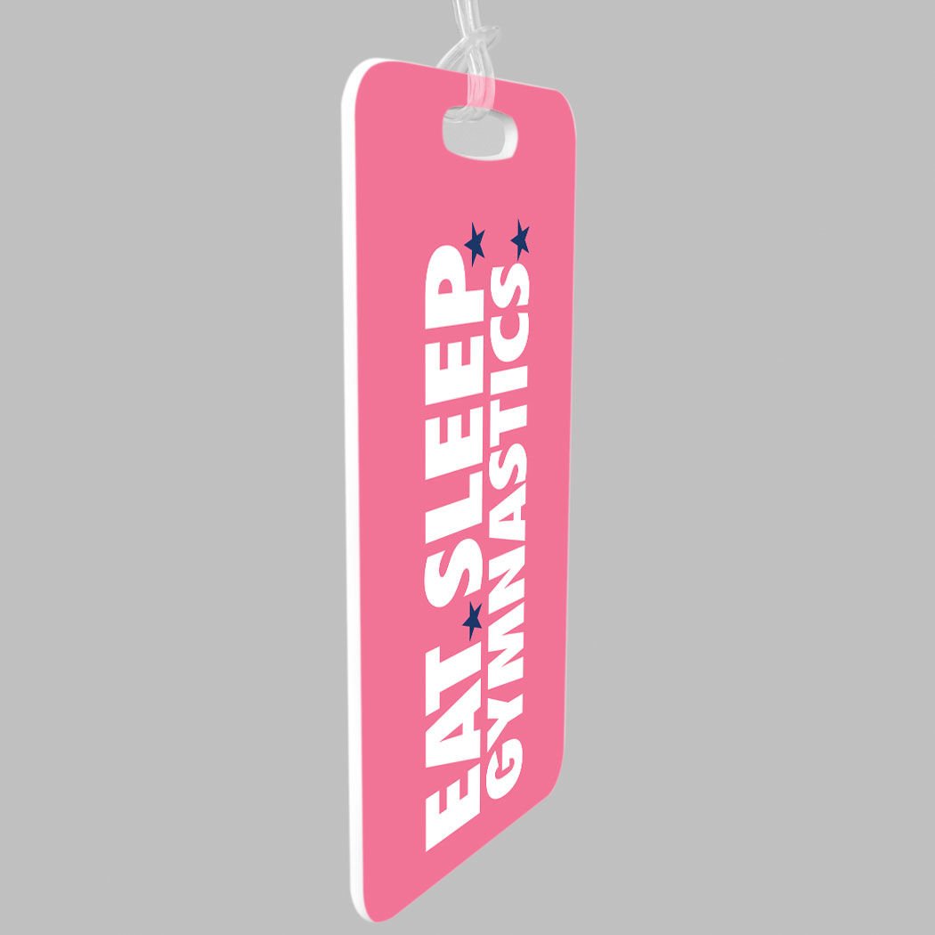 Custom Gymnastics Luggage Tag - Personalized Name & Info on Back - Small Pink Bag Tag for Gymnasts - Perfect for Gym Bags, Backpacks & Travel Luggage