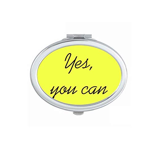 DIYthinker Yes You Can Inspirational Quote Mirror - Portable Foldable Double-Sided Makeup & Glasses Mirror for Travel, Home, and Office Use