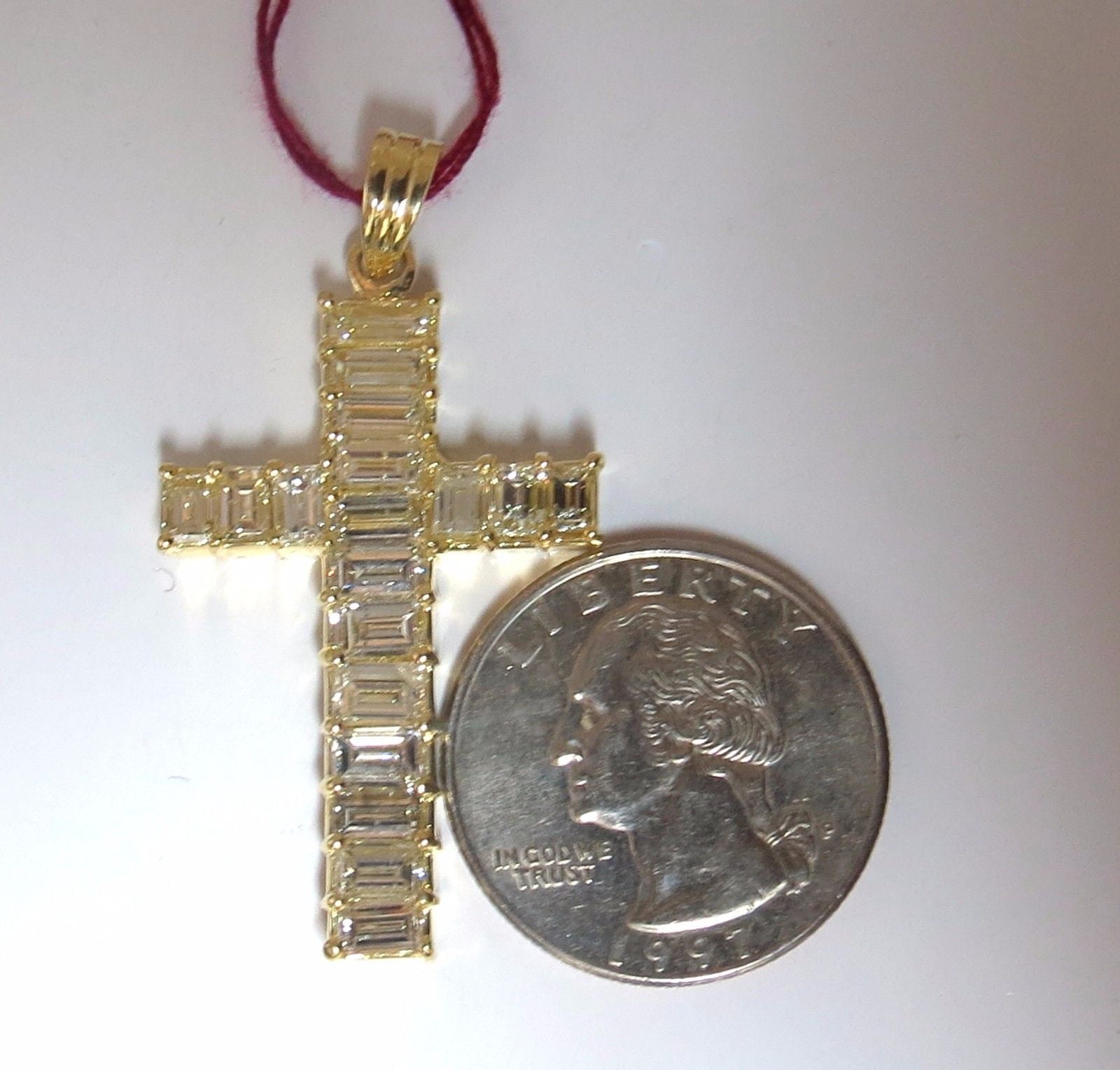 5.23 Carat Natural Diamond Baguette Cross Pendant in 18K Gold - Perfect for Gifts, Weddings & Special Occasions