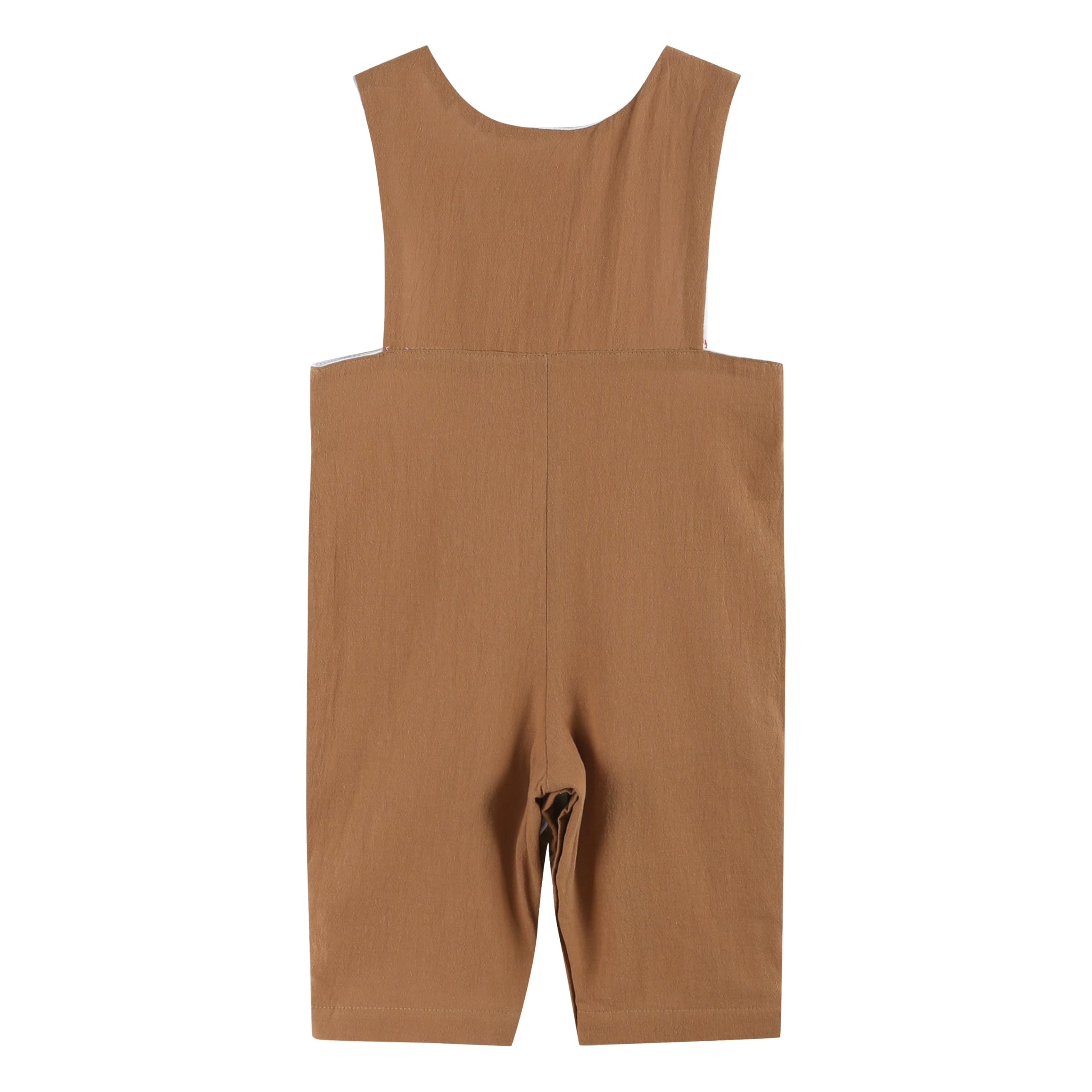Brown Tractor Harvest Smocked Overalls for Boys & Girls | Farm-Themed Cotton Romper | Perfect for Outdoor Play, Farm Visits & Photo Shoots
