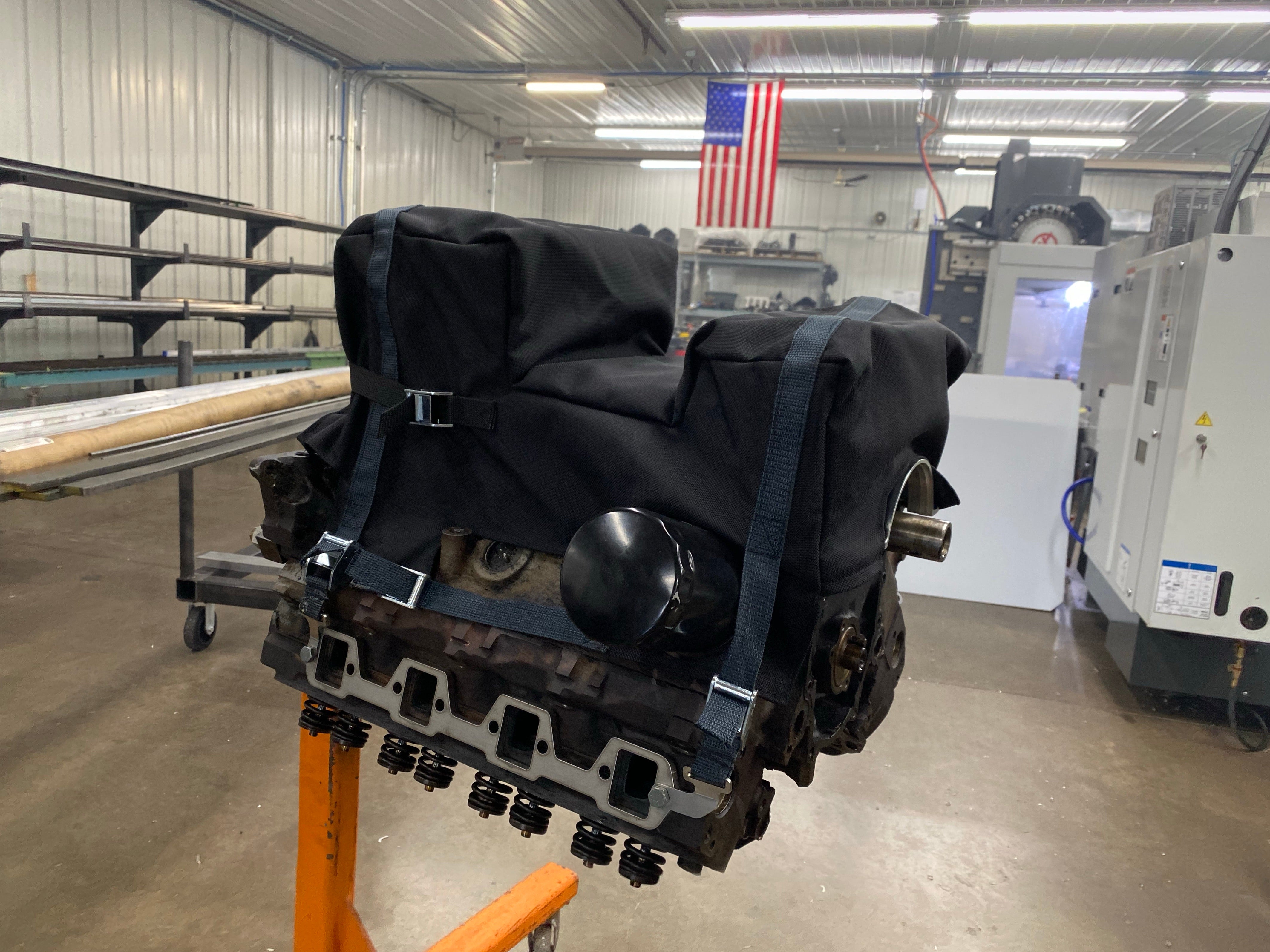 Motion Raceworks SBF Engine Diaper - Dual Sump Oil Pan Protection for Moroso 20534 & 20520 - High-Performance Leak Containment for Ford Small Block Engines - Ideal for Racing, Off-Road & High-Stress Applications