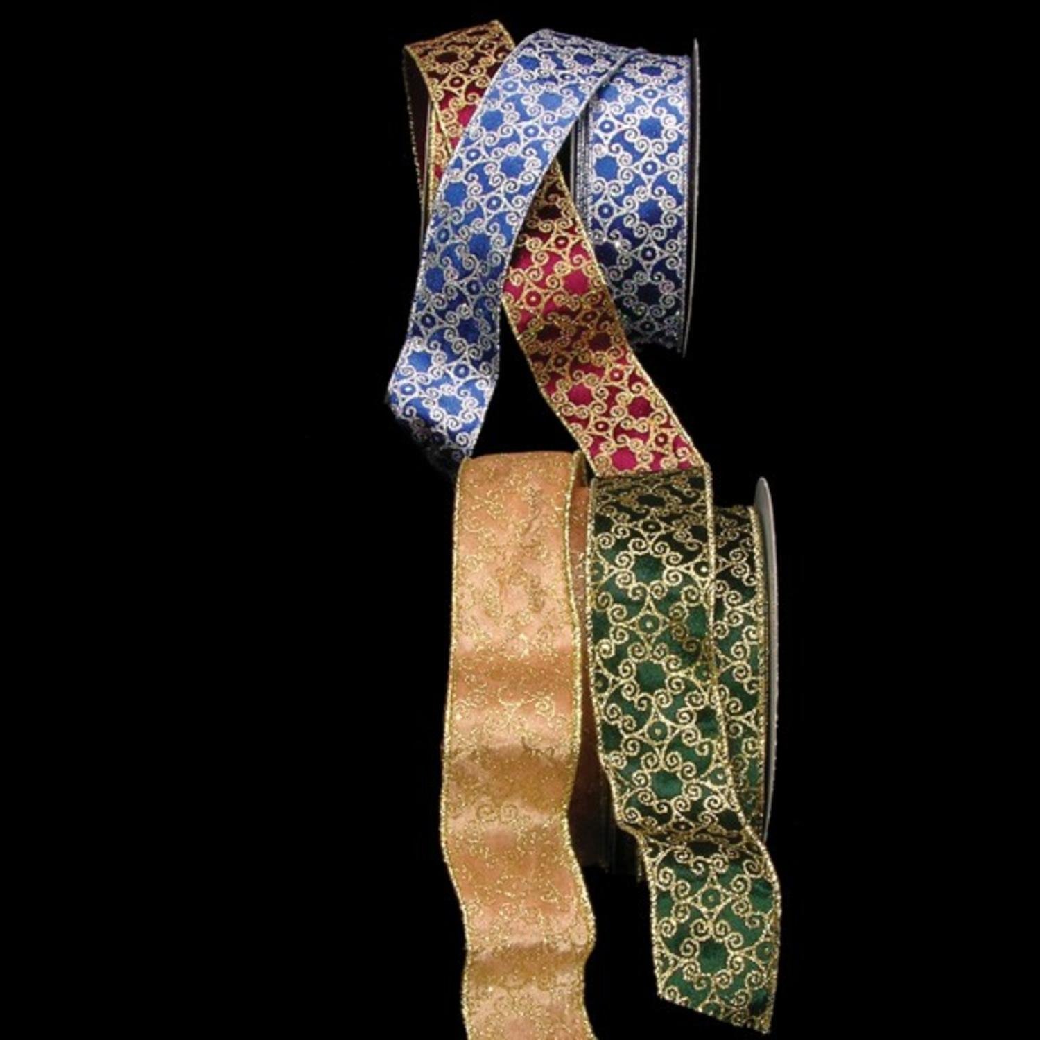 Glittering Gold Colored Mecca Wired Craft Ribbon - 2 Inch x 40 Yards Bulk Roll for Gift Wrapping, DIY Decorations, Wedding Bouquets & Party Favors
