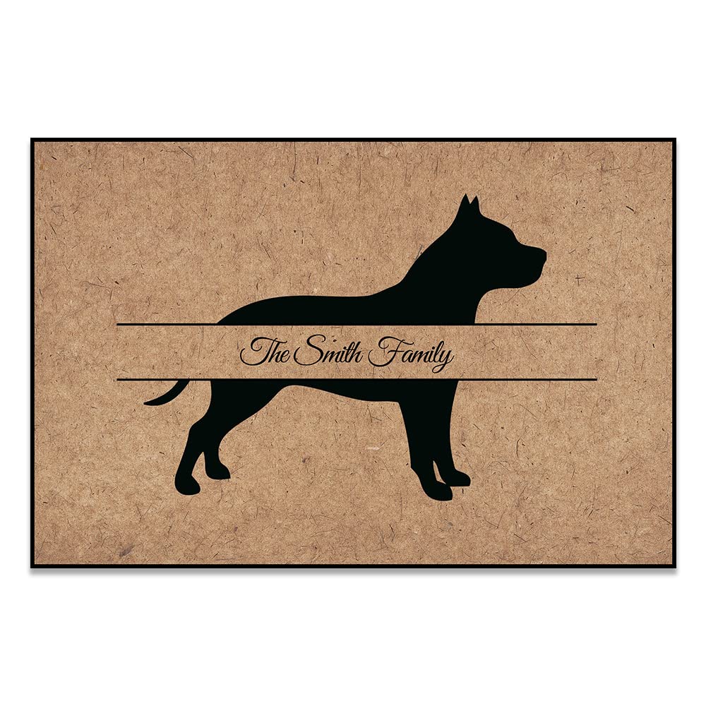 Custom Bull Terrier Welcome Doormat - Personalized with Your Family Name - 24x36 Inch Non-Slip Front Door Mat for Indoor/Outdoor Use - Perfect for Home Entrance Decor & Pet Lover Gifts