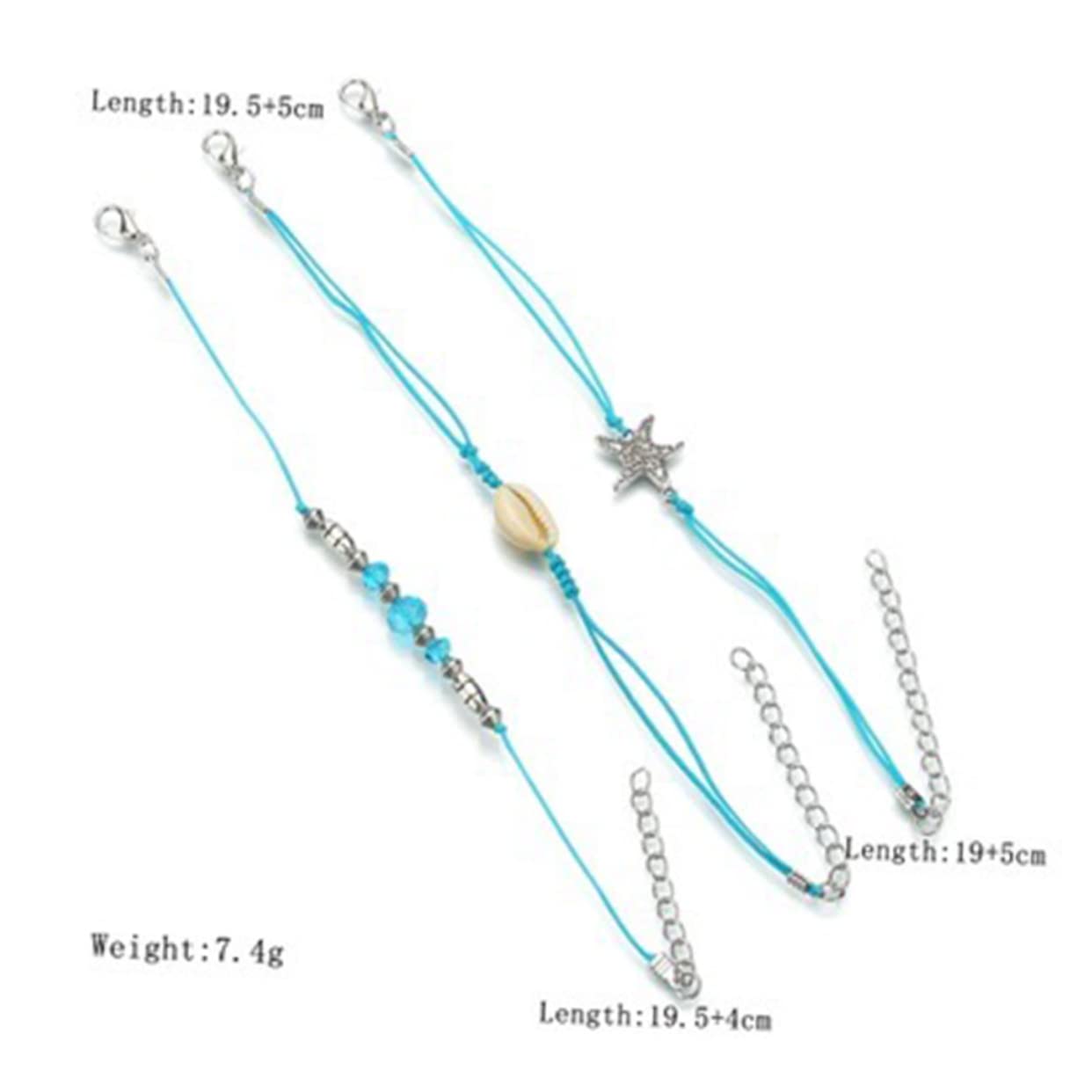 Boho Anklet Set for Women - Blue Sea Star Shell Beaded Ankle Chain Jewelry, Foot Hanging Accessories | Perfect for Beach Vacations, Summer Outfits & Boho Fashion