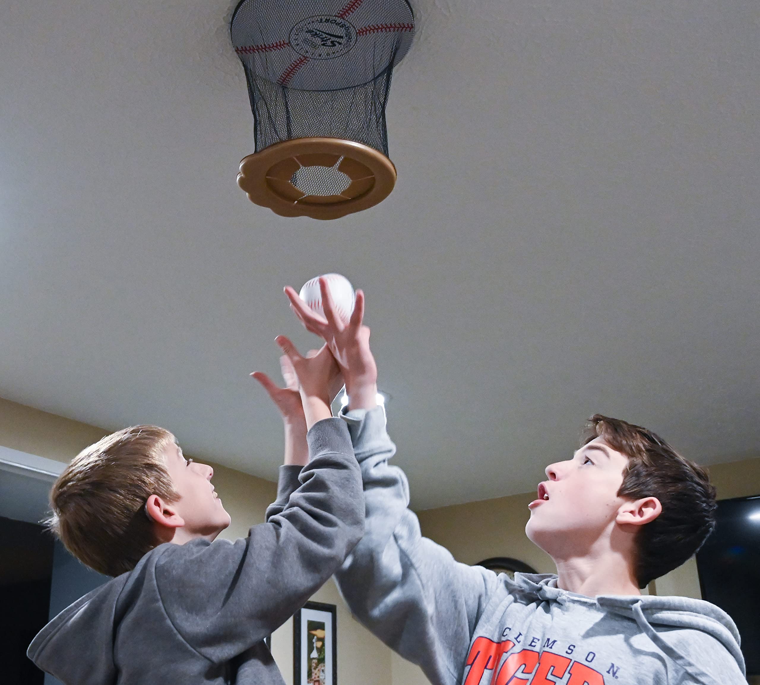 Indoor Baseball Training Set for Kids - Soft Backboard, Net, Mitt & 2 Mini Plush Baseballs | Fun Ceiling Strike Game for Children's Hand-Eye Coordination Practice | Perfect Gift for Young Baseball Enthusiasts | Ideal for Playrooms, Backyards & Birthday Parties