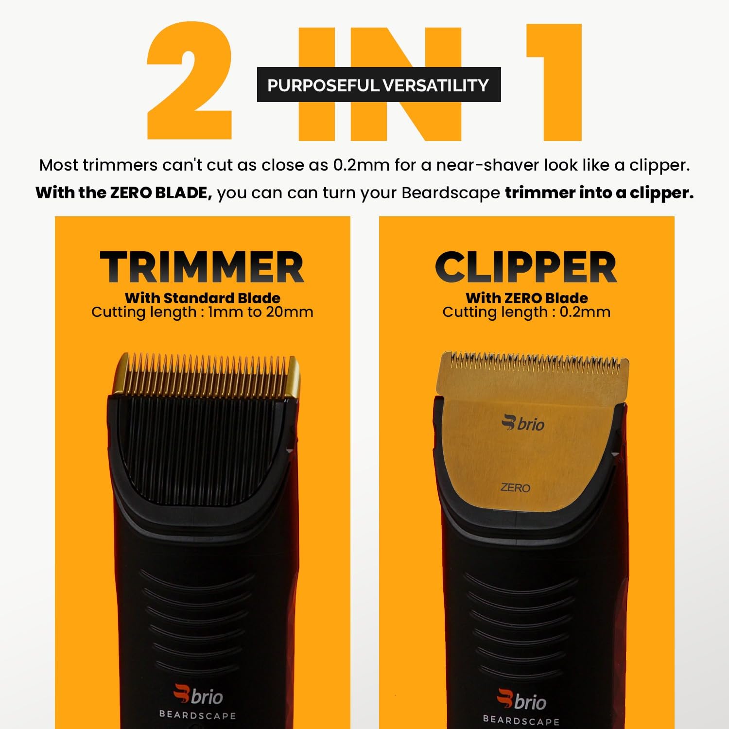 Brio Beardscape V1 & V2 Compatible Zero Blade Gold Trimmer Set with Body Blade & Case - Perfect for Home Beard Grooming & Travel Use