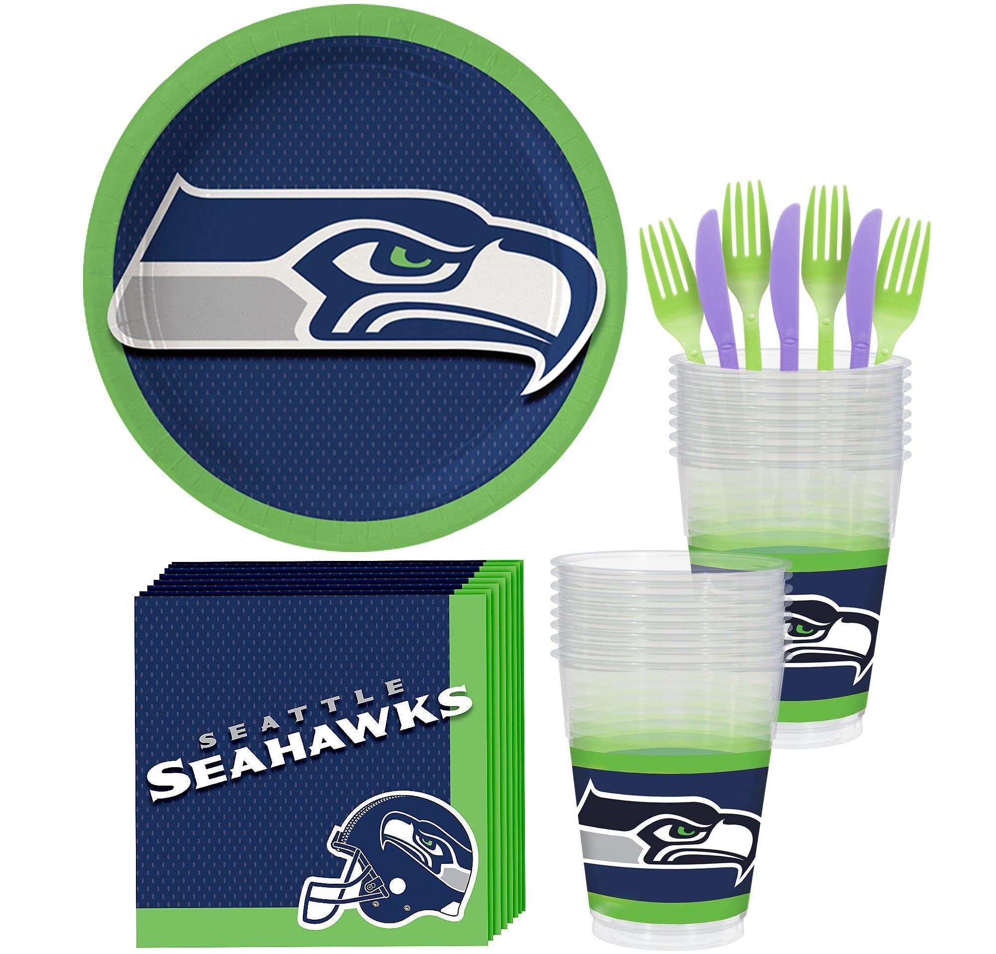 Seattle Seahawks Party Supplies for 18 Guests - 60-Piece Set with Plates, Napkins, Cups & Utensils | Football Game Day, Tailgating & Themed Birthday Party Decorations