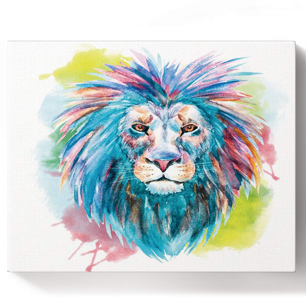 DIY Paint by Numbers Kit - Lion & Peacock for Kids & Adults | Home Wall Decor 16x20 Inch