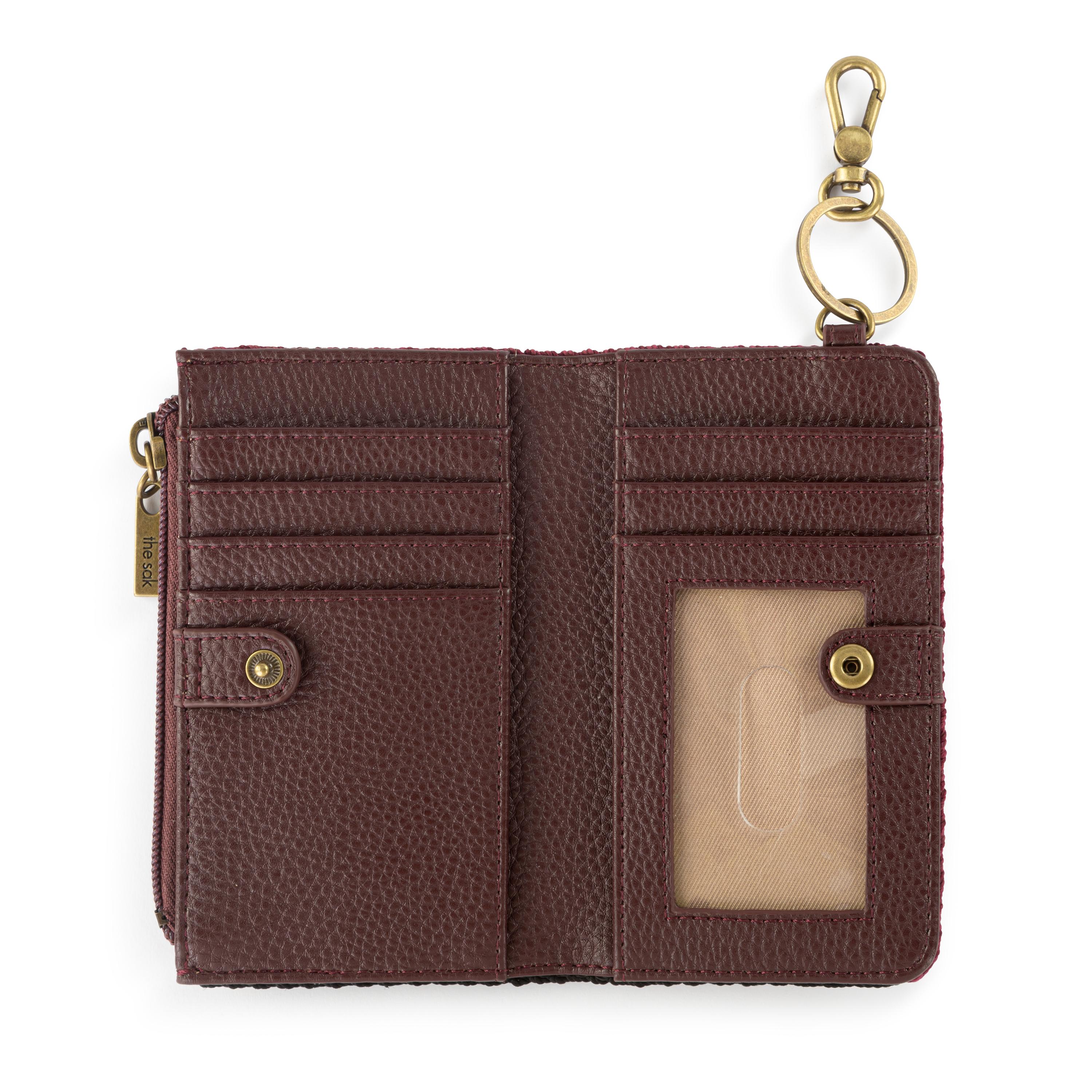 Hand Crochet Encino Essential Wallet - Black Cherry Stripe | Stylish & Durable Leather Card Holder for Everyday Use, Travel & Gifts