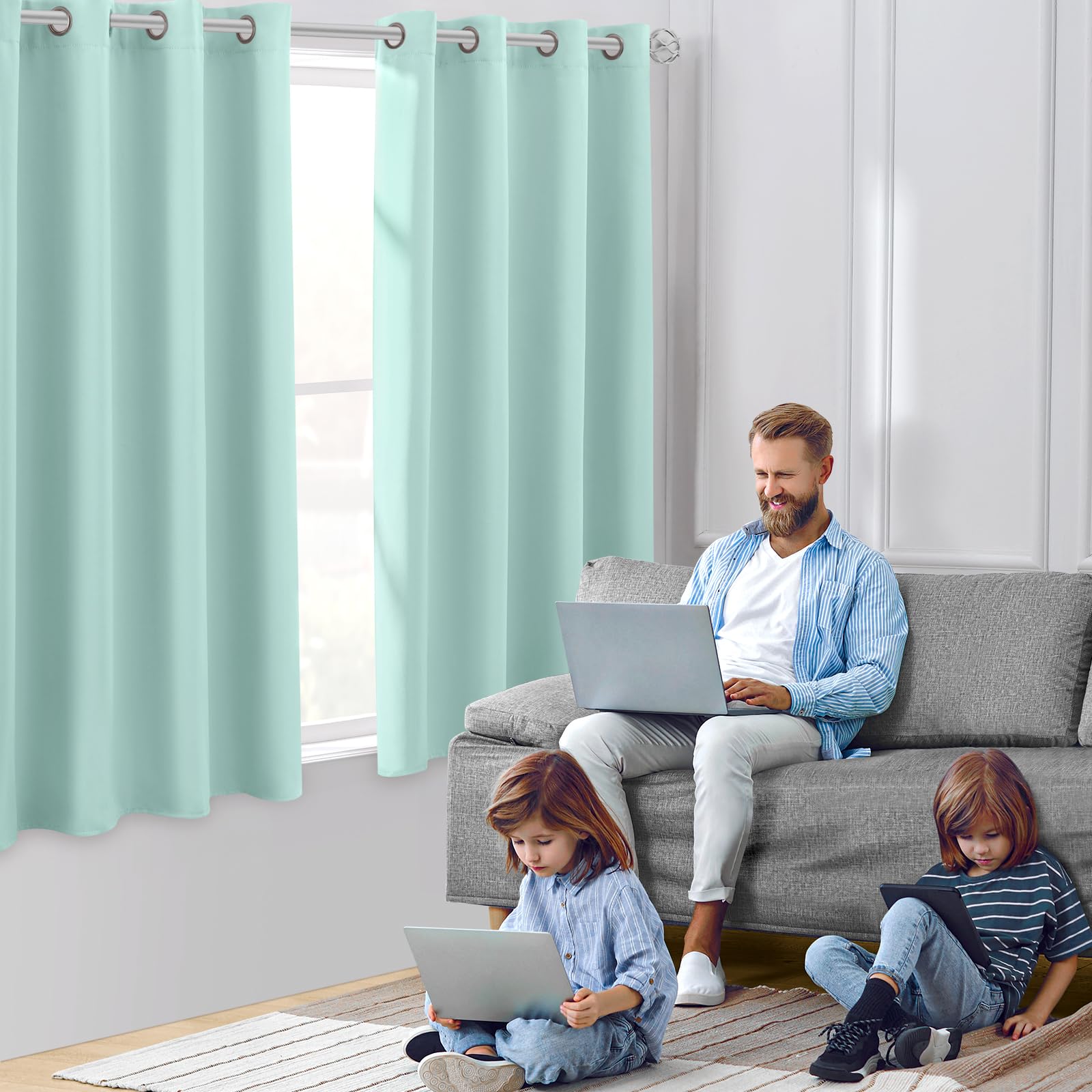 Premium HOMEIDEAS Blackout Curtains Set - 52x63 Inch Thermal Insulated Room Darkening Window Drapes (2 Panels) for Bedroom & Living Room | Noise Reducing, Energy Efficient Grommet Curtains for Better Sleep & Home Decor
