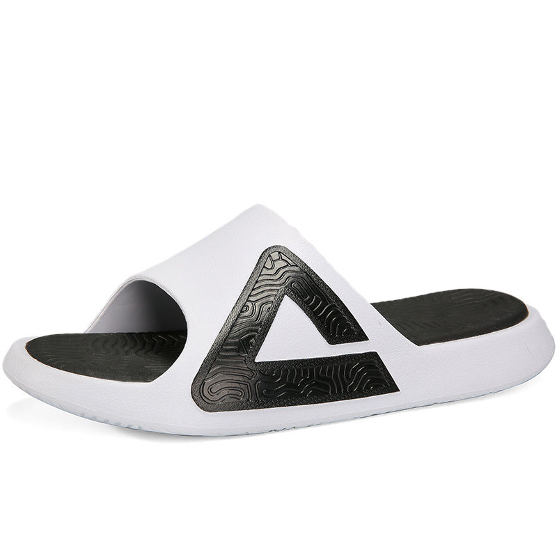 PEAK Unisex Taichi Slides 1.0 - Comfortable Indoor/Outdoor House Slippers for Men & Women - White/Black - Perfect for Home, Gym, Yoga and Relaxation