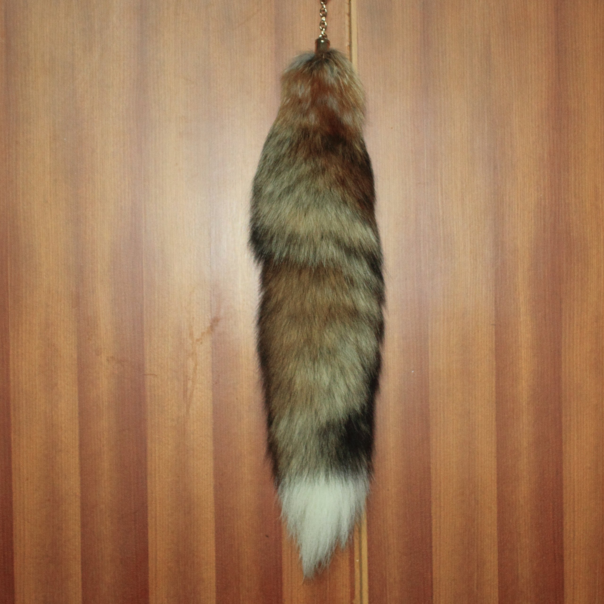 Fosrion 15-16 Inch Real Fox Fur Tail Keychain - Natural Swift Fox Vulpes Velox Fur Handbag Accessory, Cosplay Tassel for Purse & Backpack (Wildlife Inspired Fashion Accessory) | Perfect for Boho Style, Festival Outfits & Costume Parties