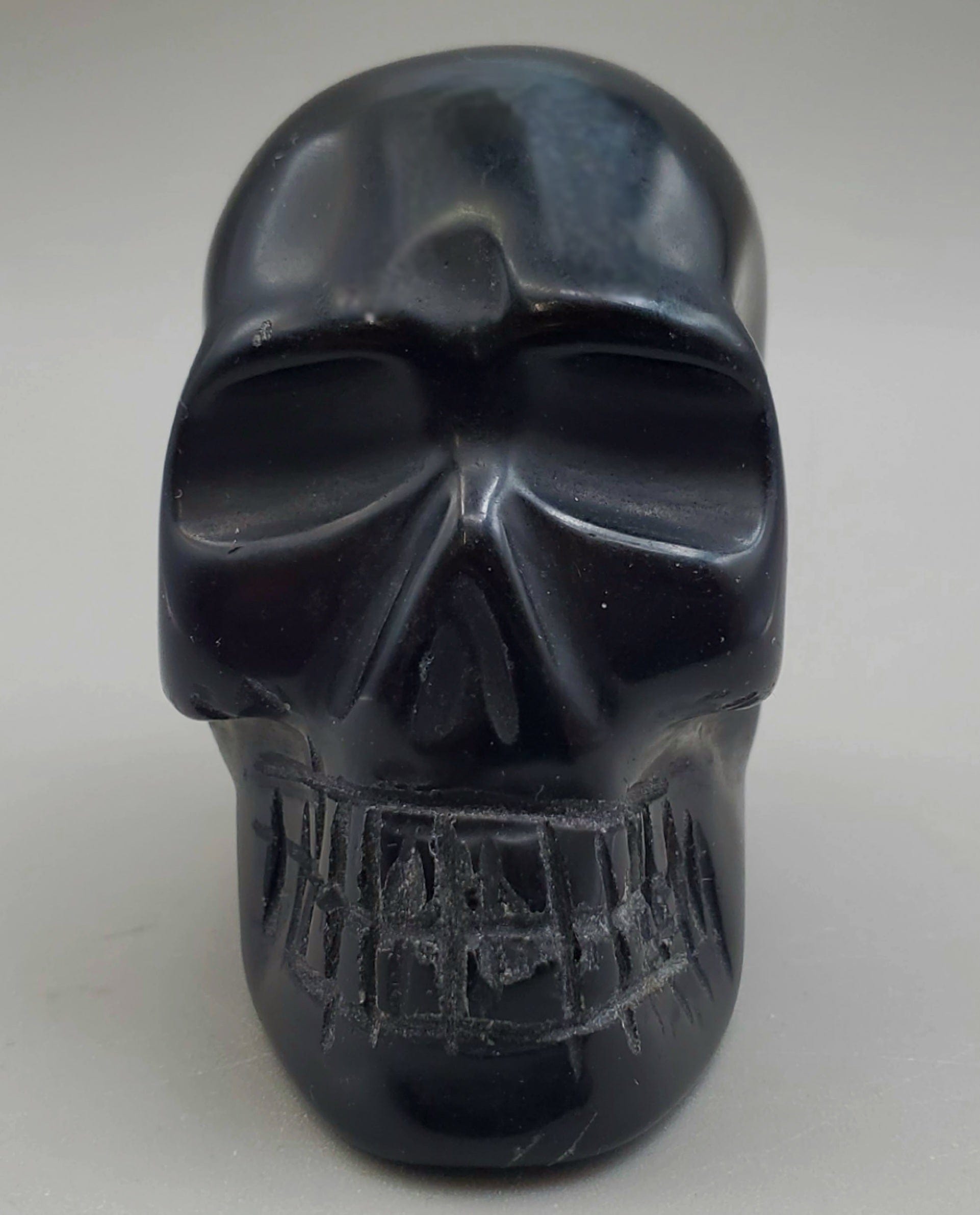 Black Onyx Skull Carving - Handcrafted Gothic Decor, Unique Gemstone Sculpture for Home Altar, Meditation & Spiritual Healing