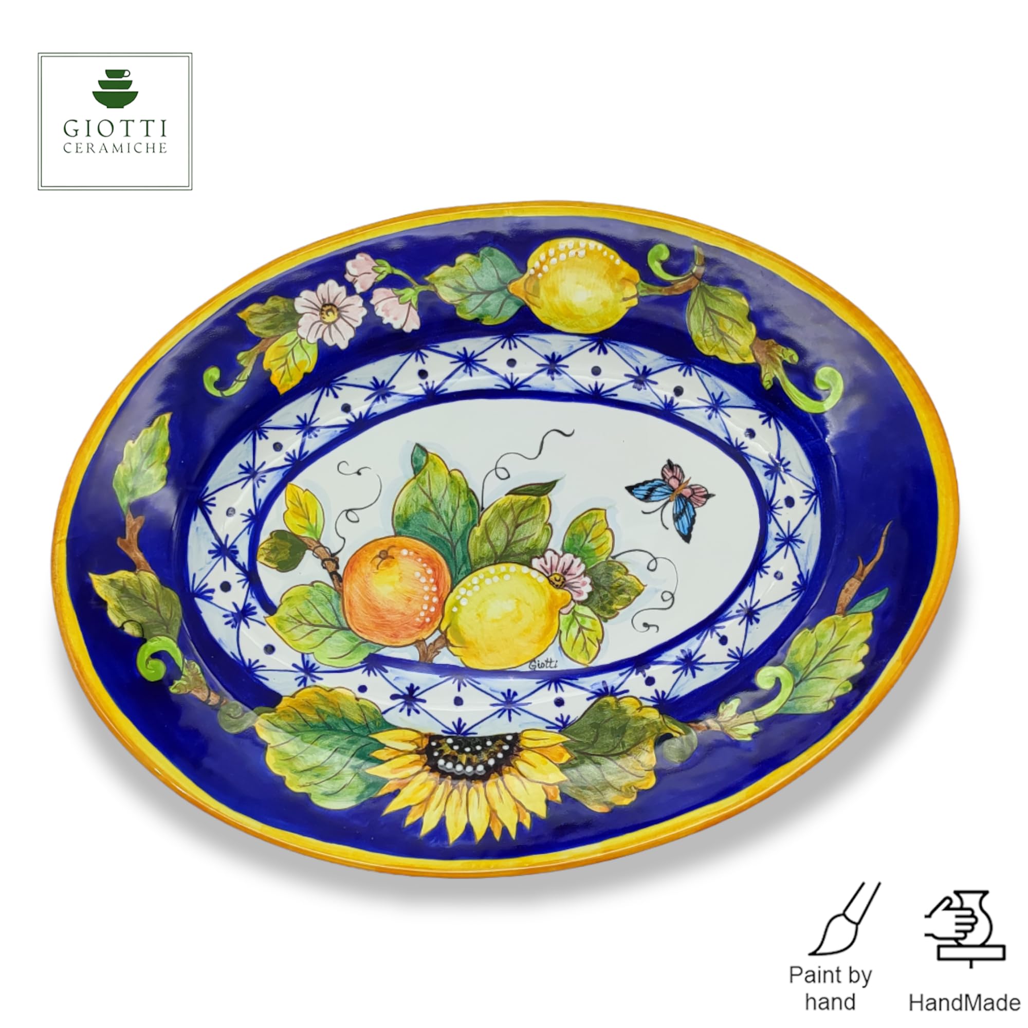 Italian Ceramic Serving Tray - Hand Painted Tuscan Dinnerware for Kitchen & Dining