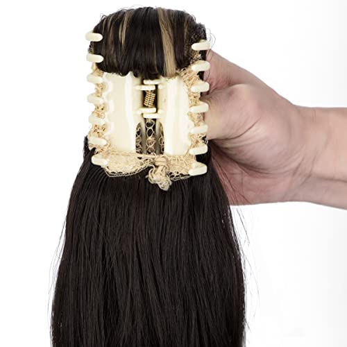 Clip-in Ponytail Hair Extension with Claw Clip - Natural Looking Hairpiece for Instant Volume & Length - Perfect for Parties, Weddings & Everyday Styling