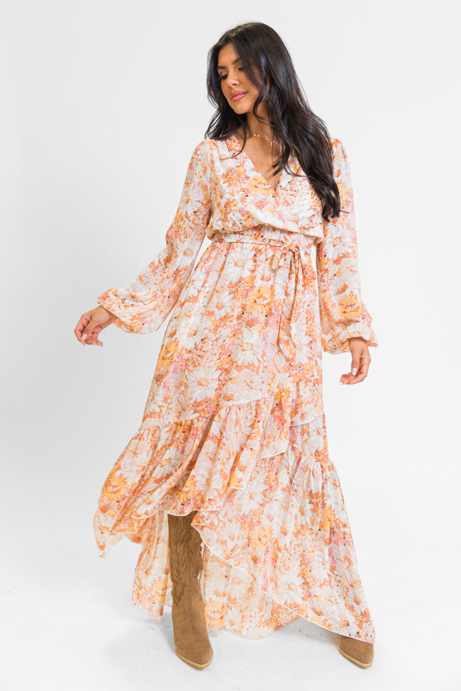 Know Me So Well Multi Floral Printed Long Sleeve Maxi Dress for Women | Elegant Boho Style Summer Beach Wedding Party Outfit | Final Sale
