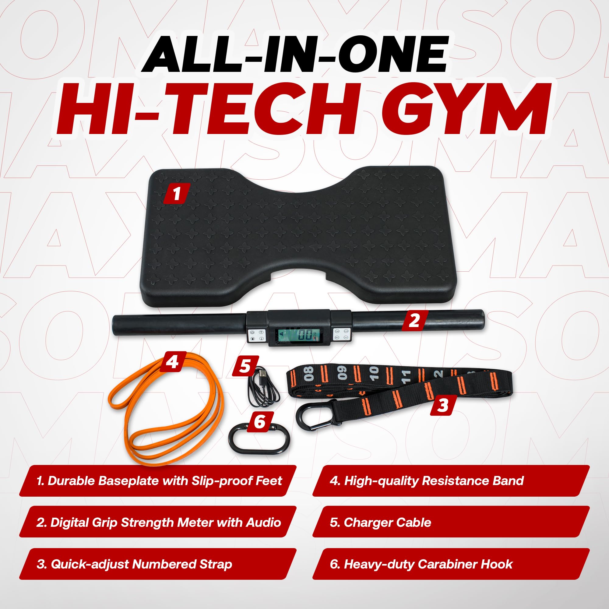Isomax Isometric Exercise Equipment - Digital Force Gauge Barbell with Handgrip for Home Gym, Strength Training & Full Body Workout | Perfect for Small Spaces, Muscle Building & Fitness Enthusiasts