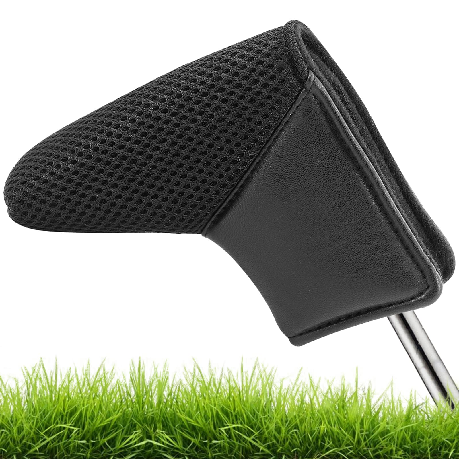 Premium Leather & Mesh Golf Club Head Covers - All Black Design Fits All Major Golf Brands (Driver, Putter, Irons) | Durable Protection for Indoor/Outdoor Courses & Travel